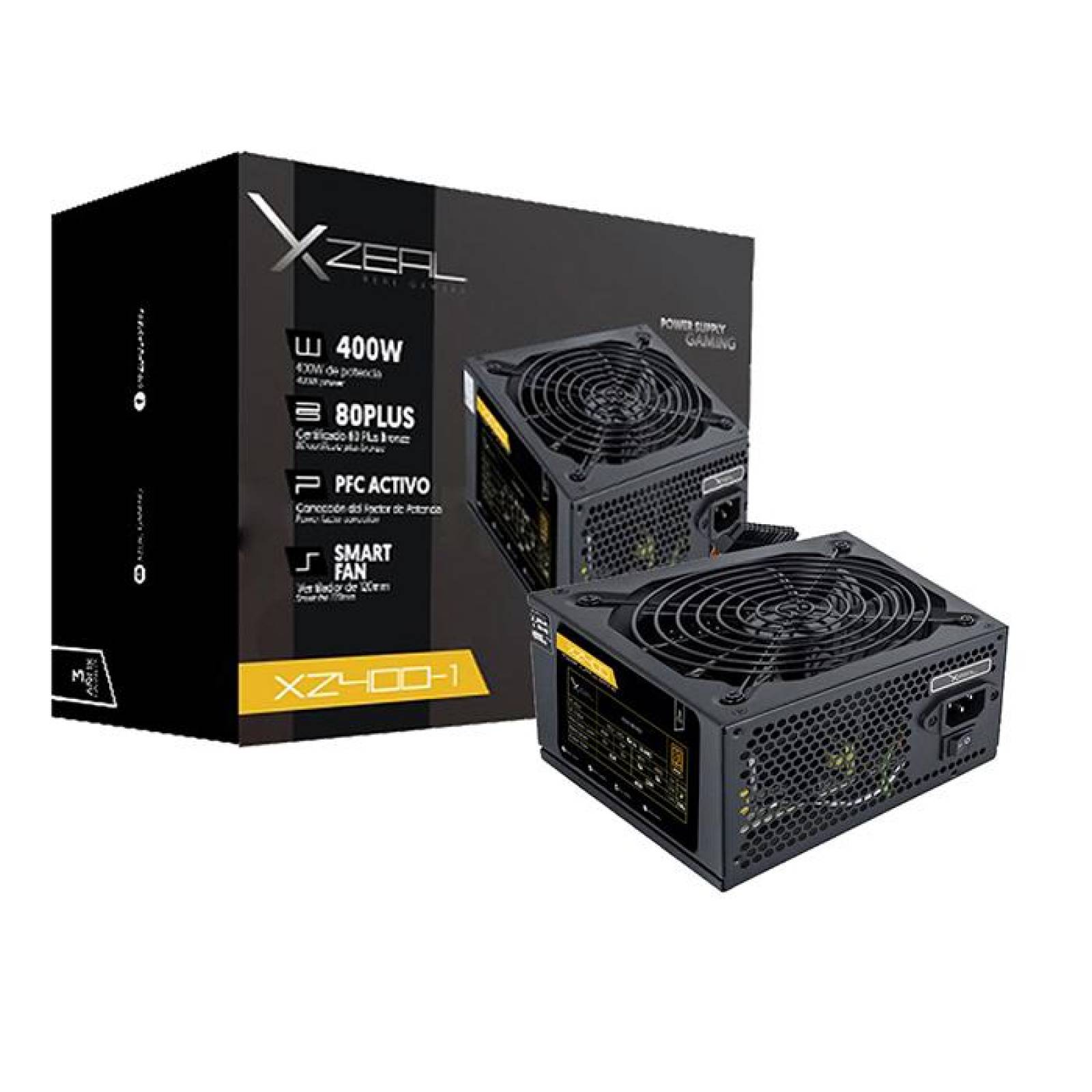 Fuente de Poder PC 400W Gamer XZEAL 80 Plus Bronze XZPS400B 