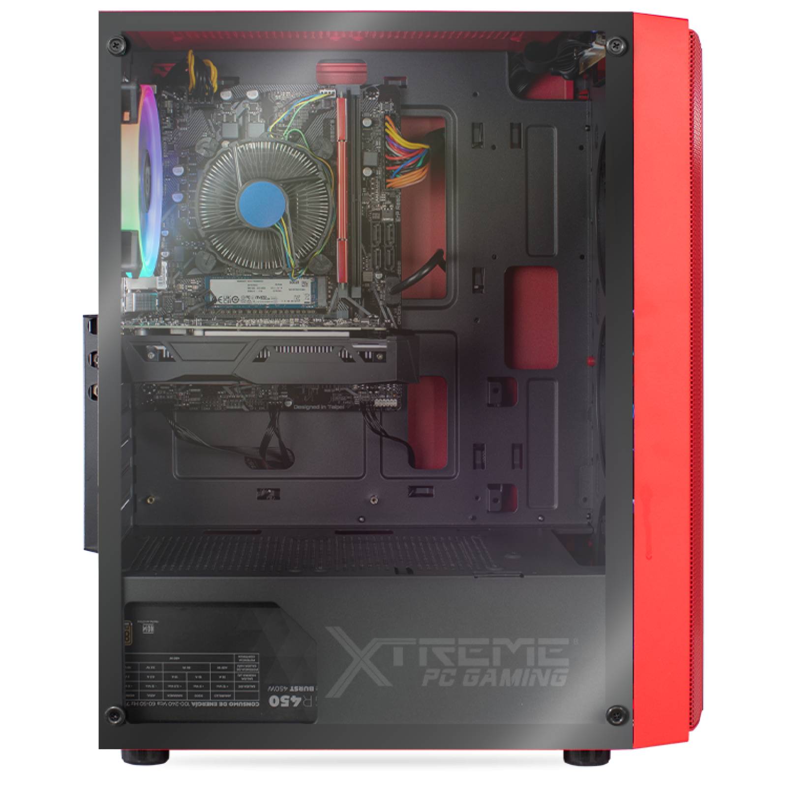 Xtreme PC Gamer GTX 1050 TI Core I5 10400F 16GB SSD 500GB Monitor 144Hz WIFI Red 