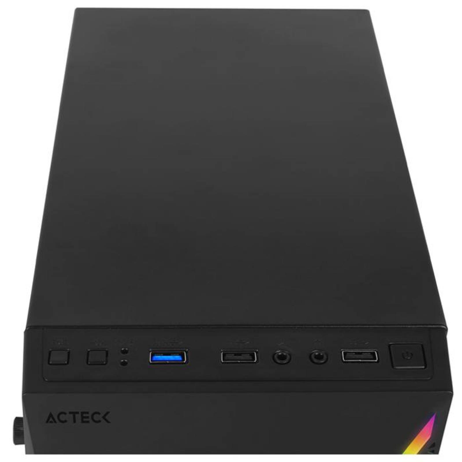 Gabinete ACTECK KIOTO GC460 Micro ATX Mini Torre Fuente 500W Acrilico RGB Negro AC-933070 