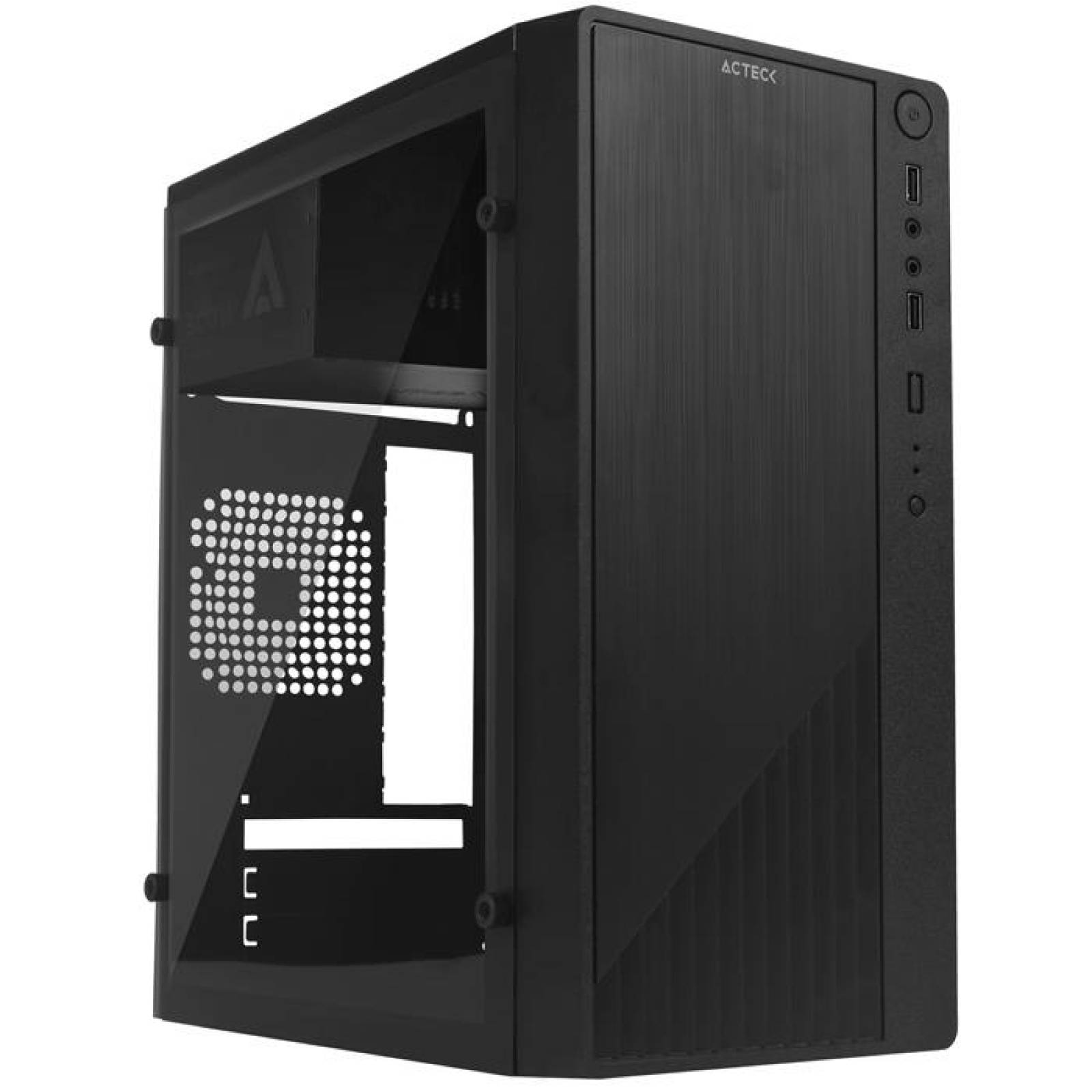 Gabinete ACTECK KIOTO GC220 Micro ATX Mini Torre Fuente 500W Acrilico Negro AC-933063