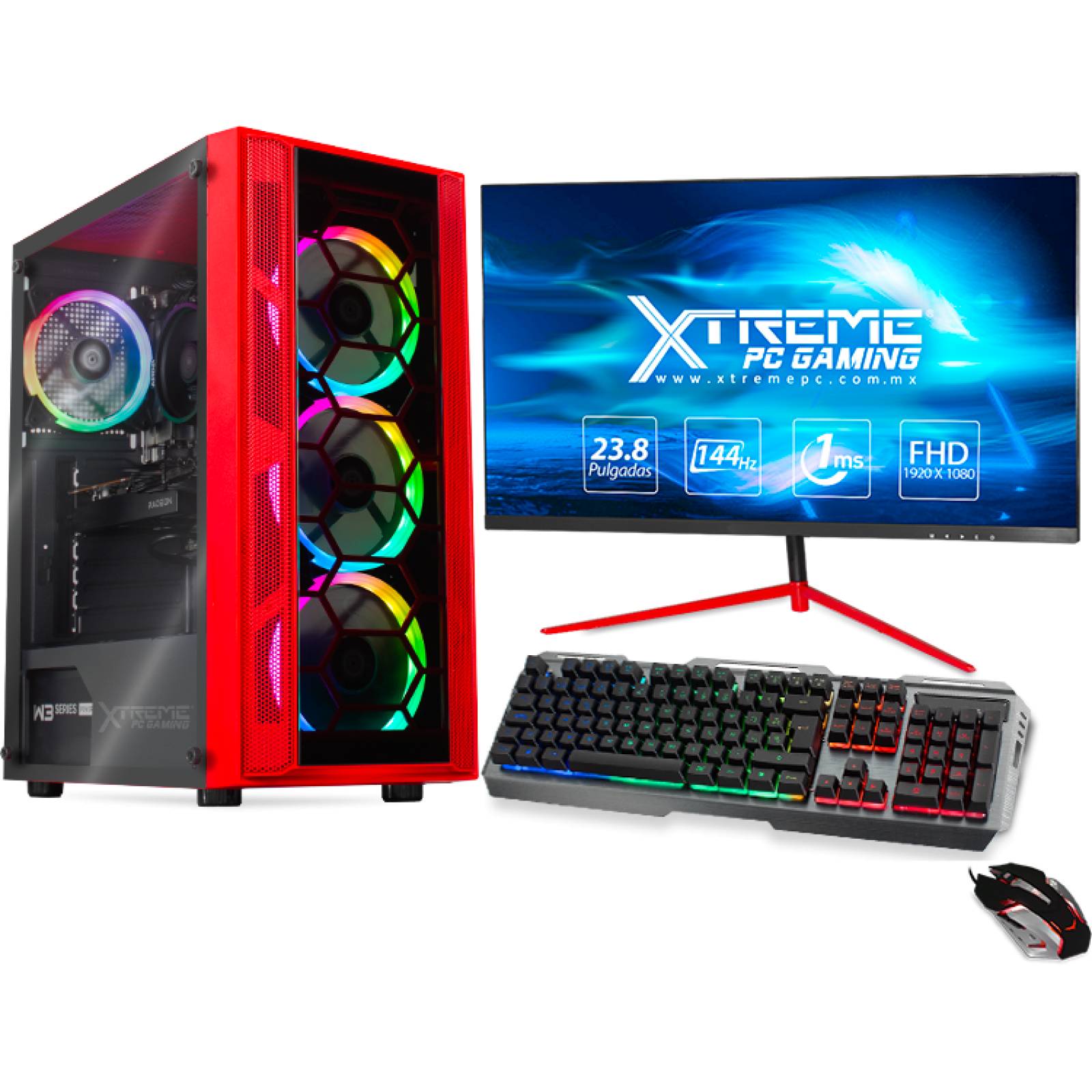 Xtreme PC Gamer AMD Radeon RX 6500 XT Ryzen 5 5600X SSD 240GB 2TB Monitor 23.8 144Hz WIFI Red 