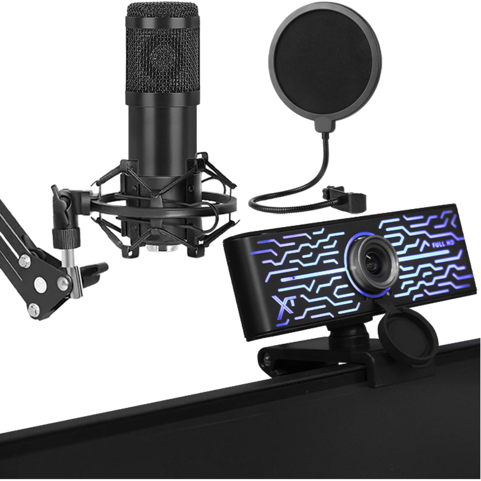 Kit Streaming Xtreme PC Gamer XTKTM100 Microfono Brazo Camara Web 