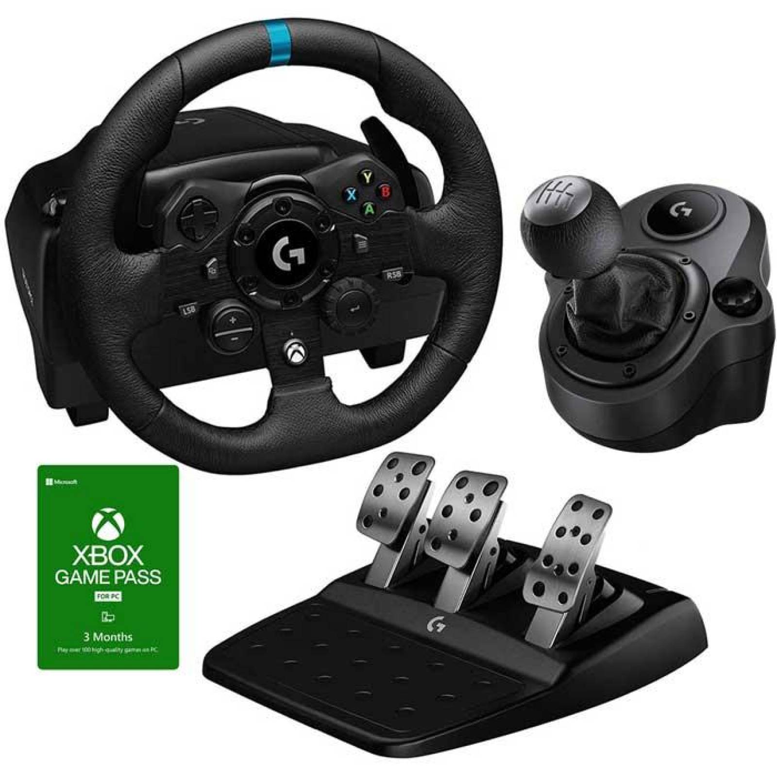 KIT Volante LOGITECH G923 Palanca Pedales XBOX Series X GAME PASS 3 meses PC