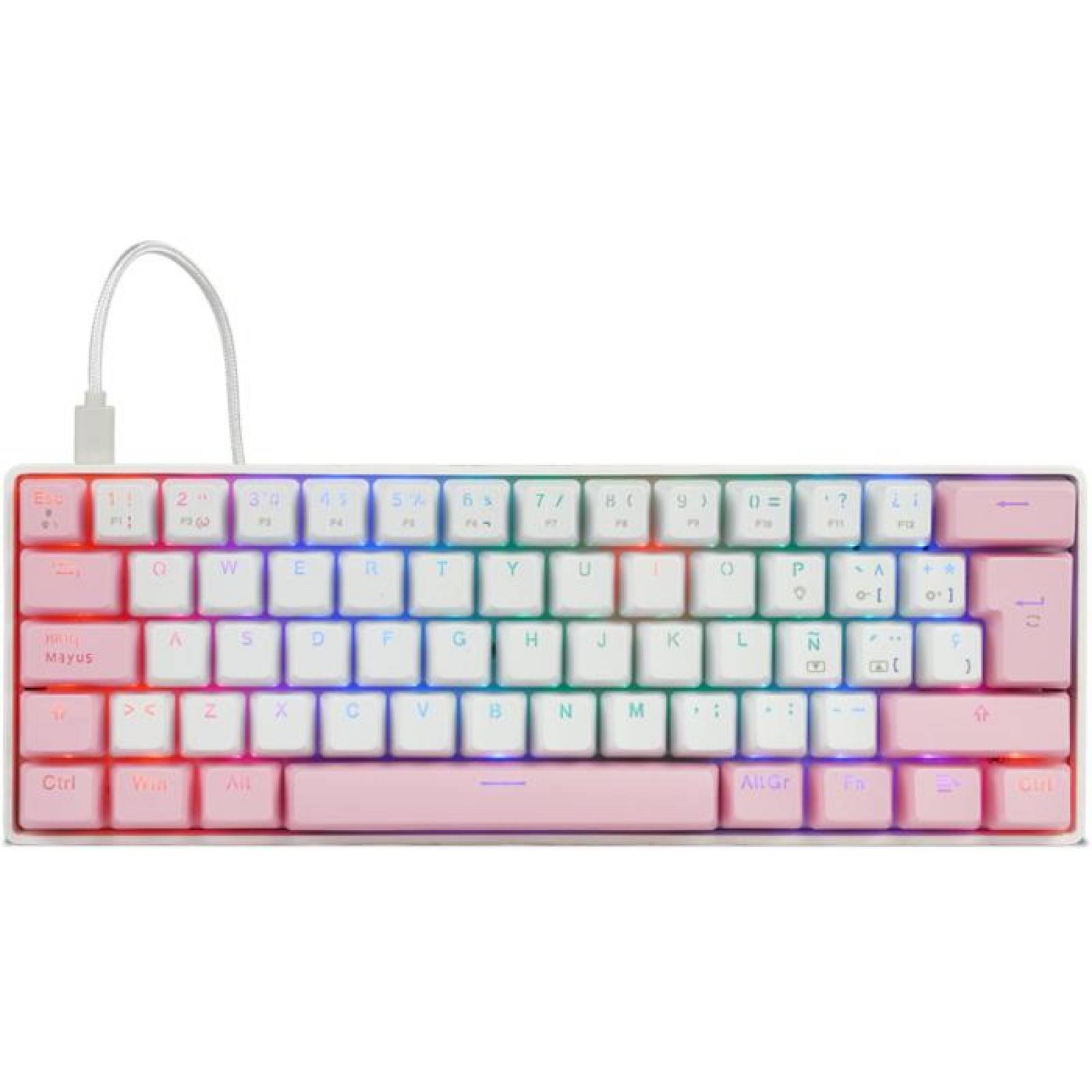 Teclado Gamer Mecanico GAME FACTOR KBG560 Switch Rojo RGB USB Blanco  KBG560-WH-RD