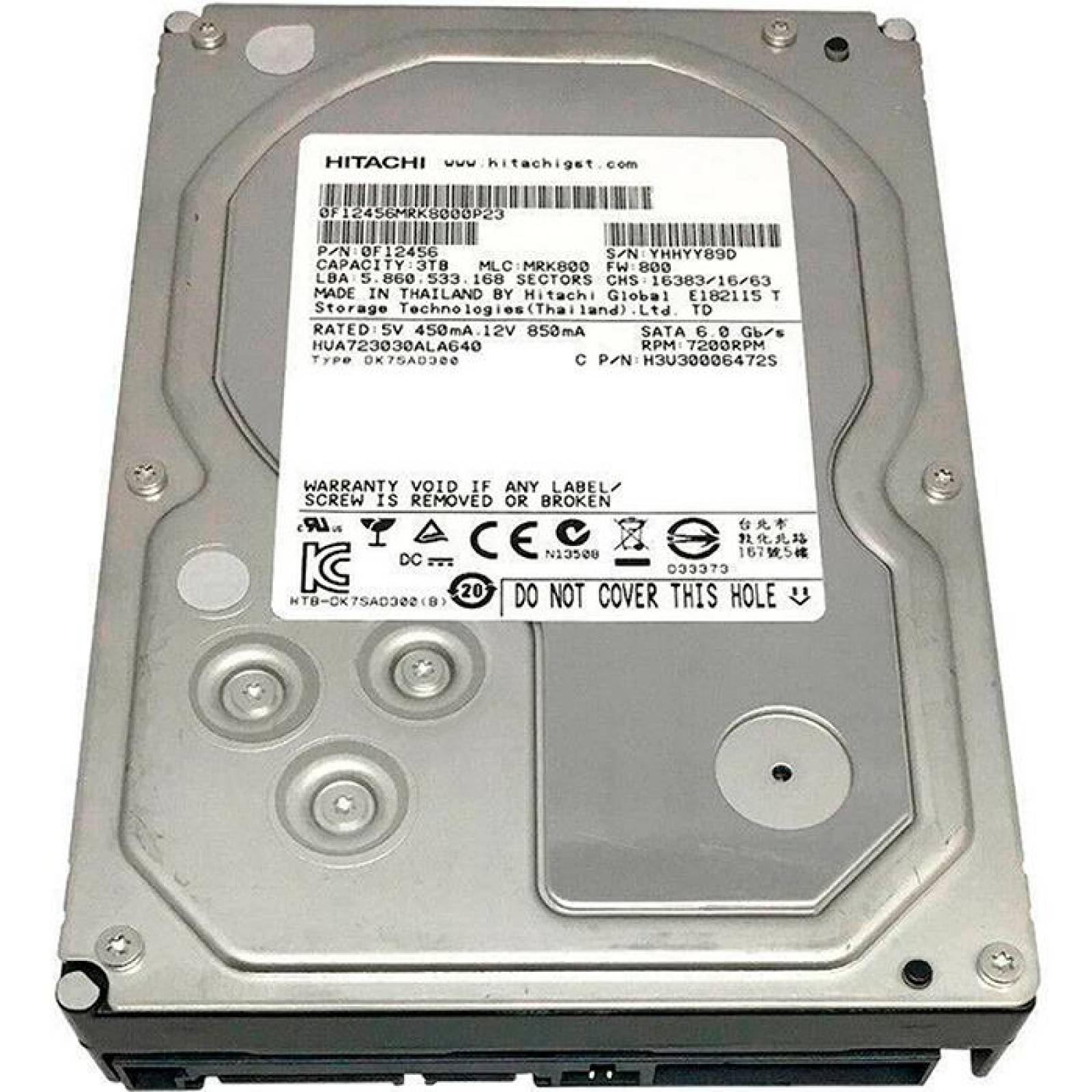 Disco Duro Interno 3TB HITACHI SATA 3.5 7200RPM PC (REACONDICIONADO)