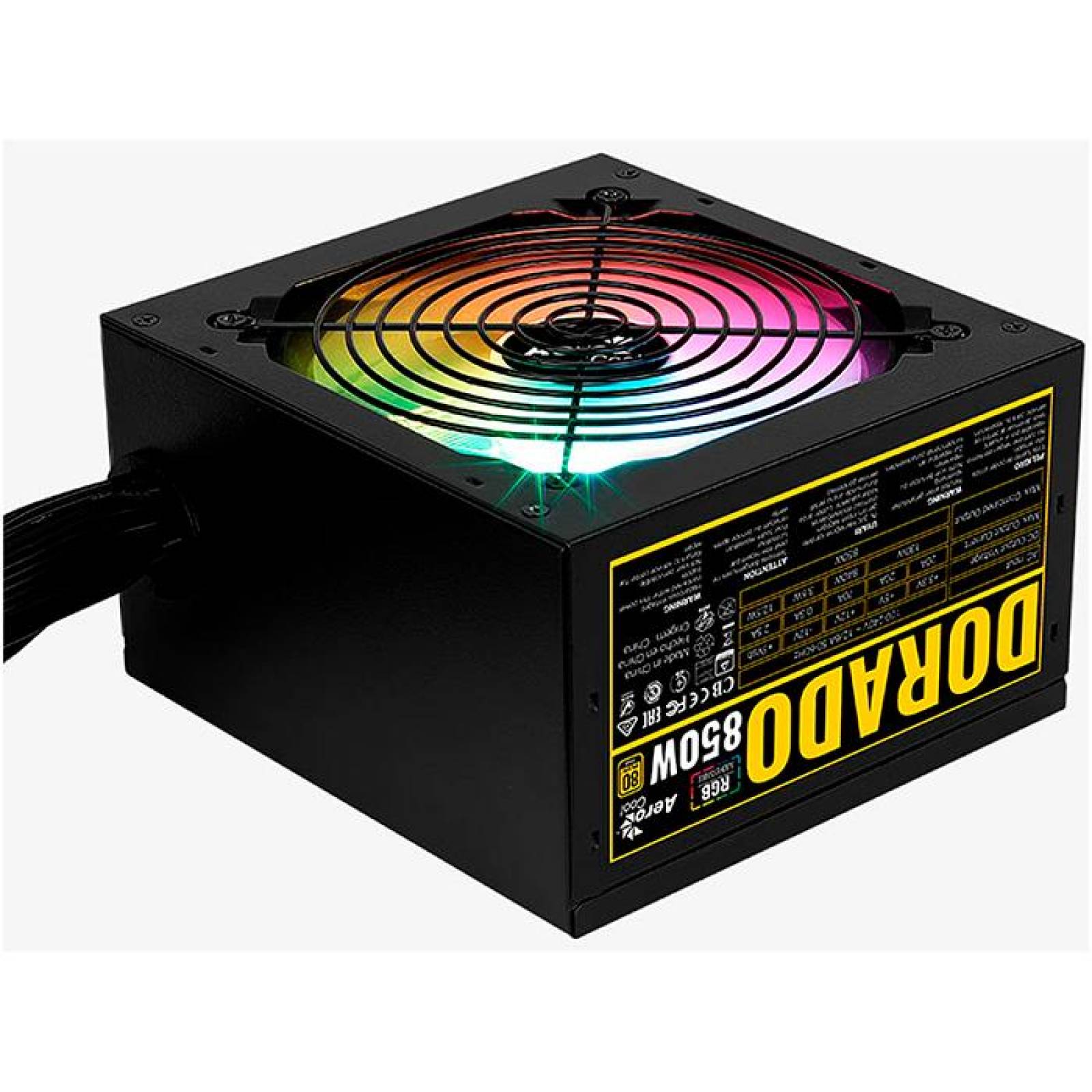 Fuente de Poder Gamer AEROCOOL Dorado 850W 80 Plus Gold ARGB 