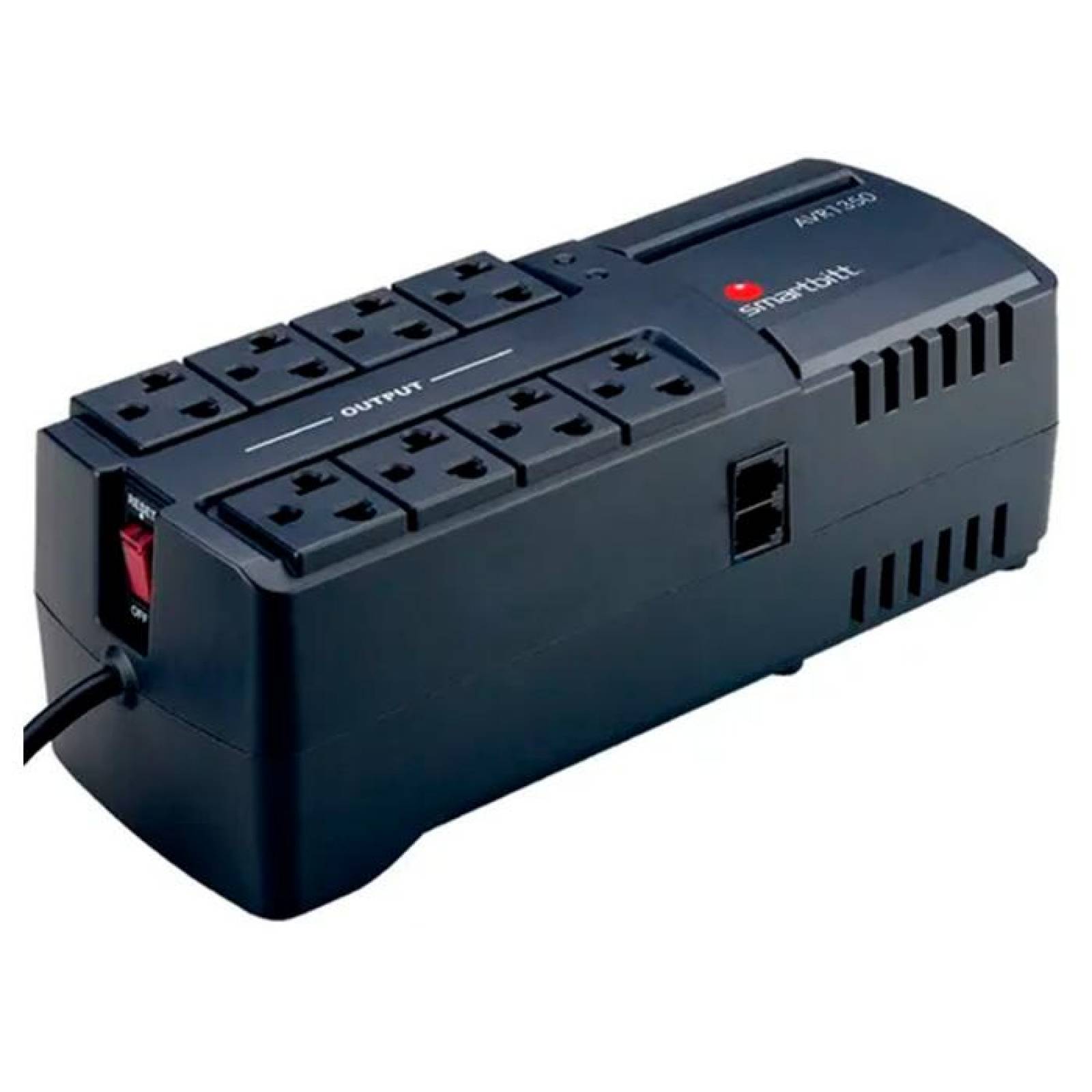 Regulador De Voltaje SMARTBITT Supresor de Picos 8 Contactos SBAVR1350 