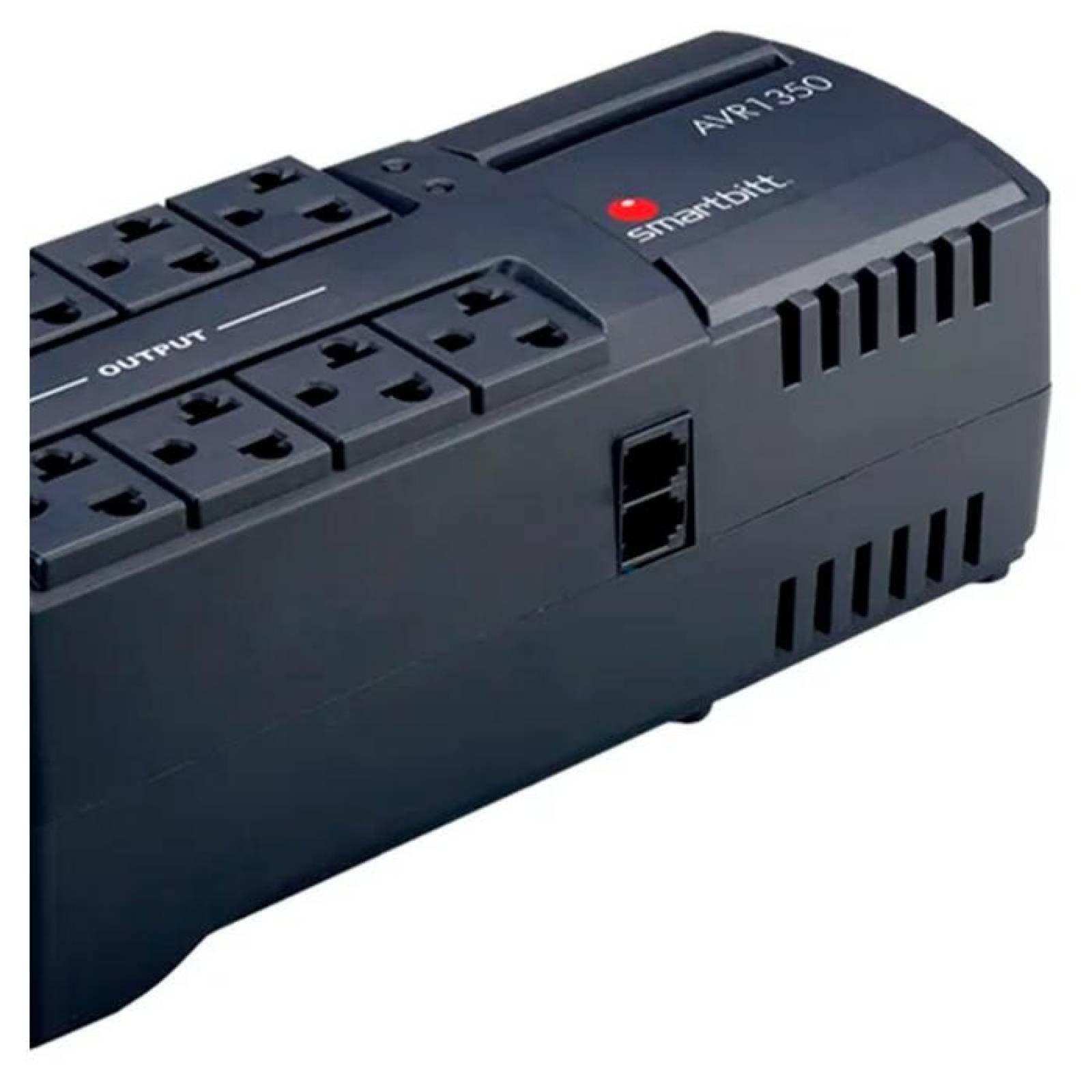 Regulador De Voltaje SMARTBITT Supresor de Picos 8 Contactos SBAVR1350 