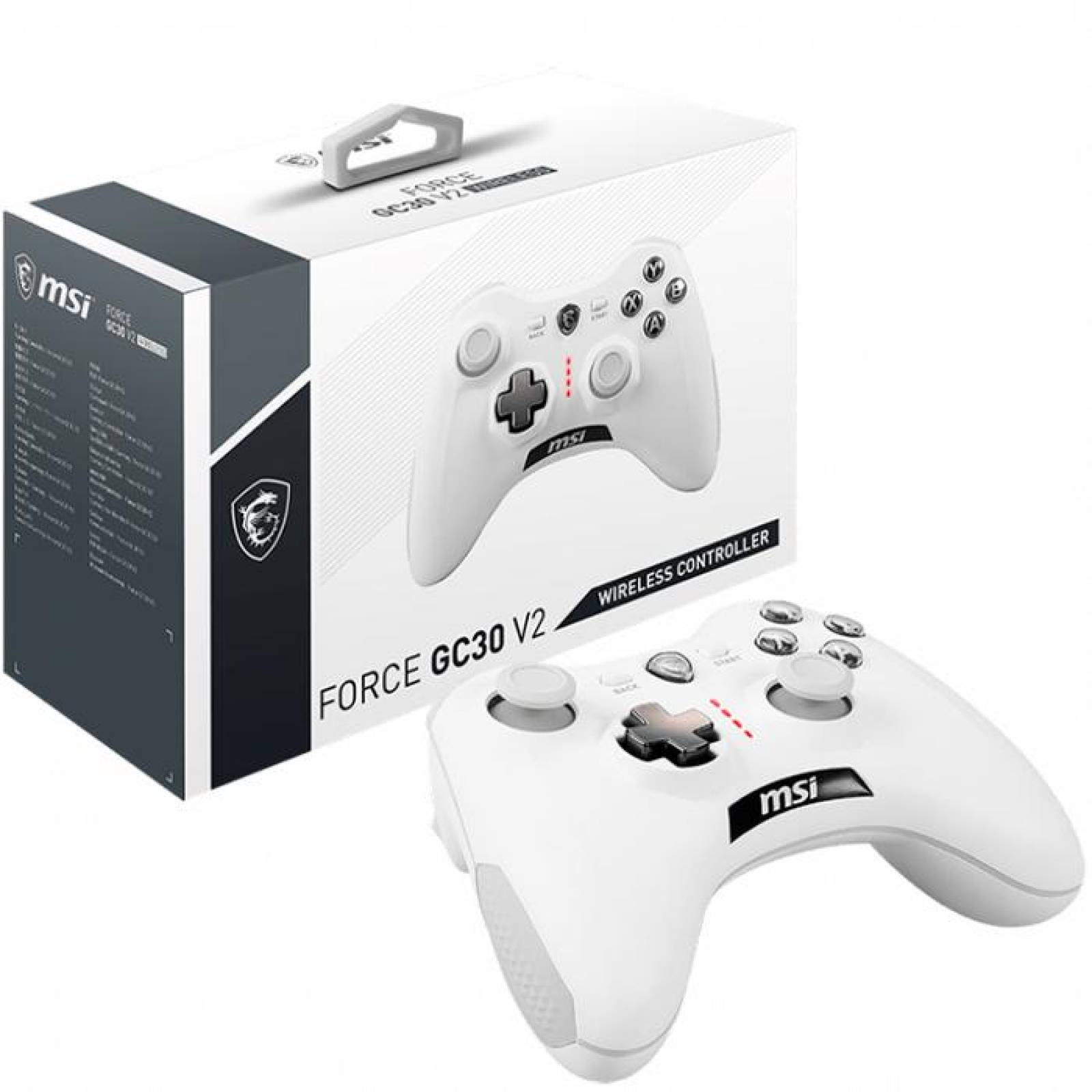 Control Gamer MSI Force GC30 V2 Inalambrico PC Android XBOX 360 PS3 10 Botones Blanco 