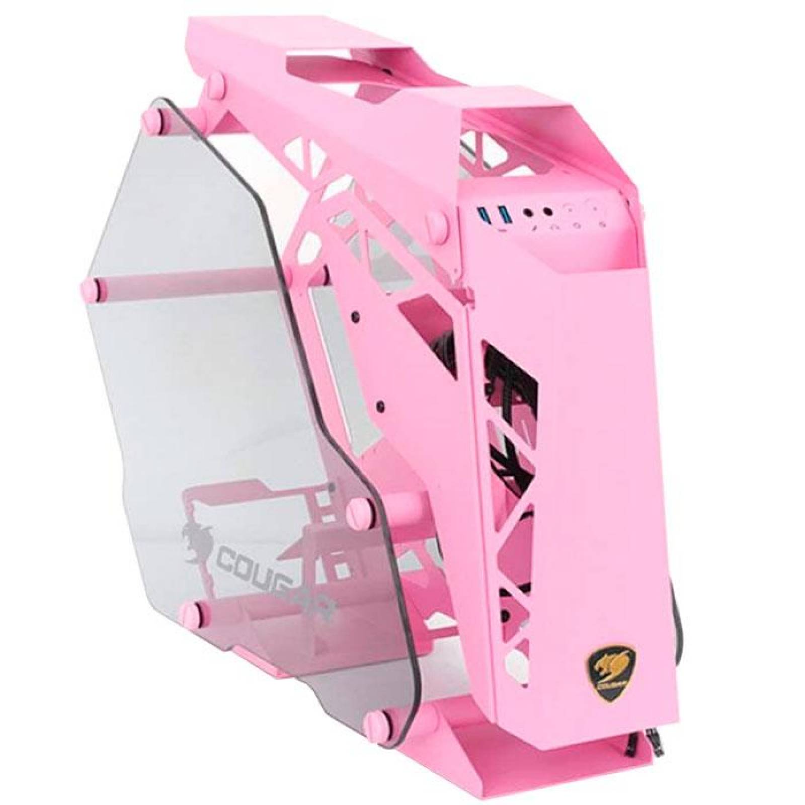 Gabinete Gamer COUGAR CONQUER MINI PINK Cristal Templado 