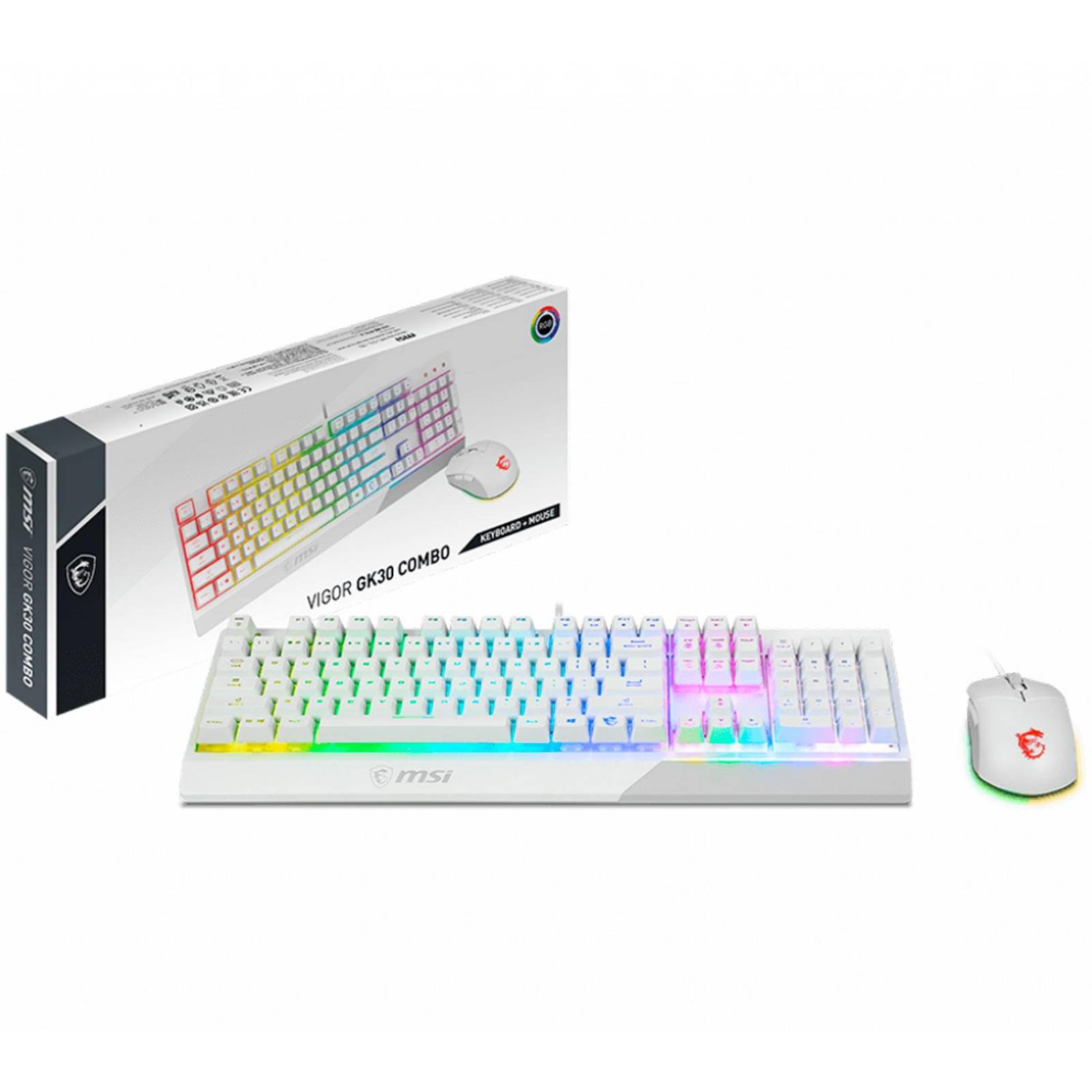KIT Teclado y Mouse Gamer MSI Vigor GK30 Clutch GM11 Blanco 