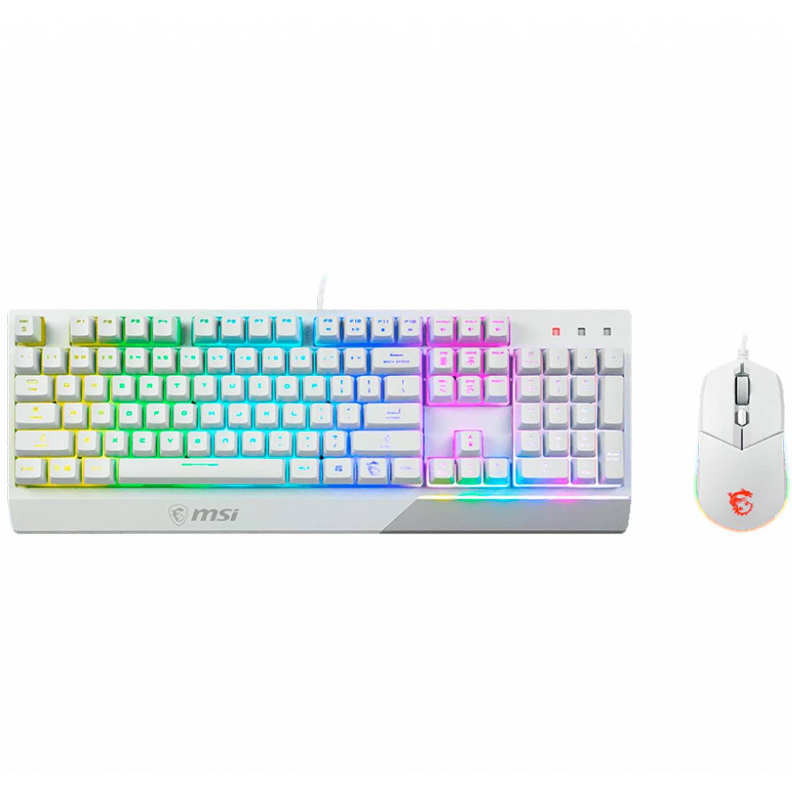 KIT Teclado y Mouse Gamer MSI Vigor GK30 Clutch GM11 Blanco 