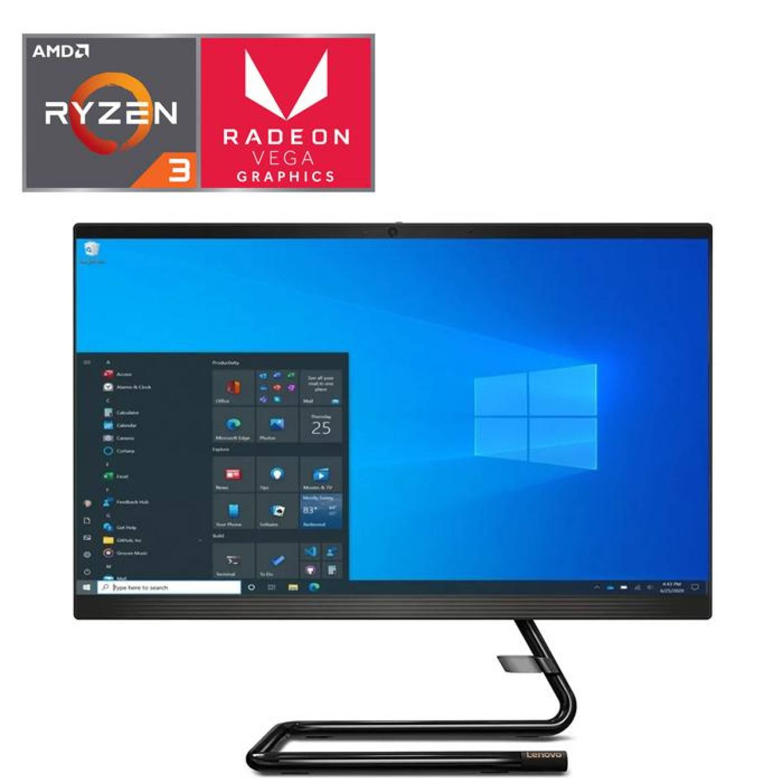 Computadora All in One LENOVO IdeaCentre Ryzen 3 4300U 12GB 1TB 23.8 