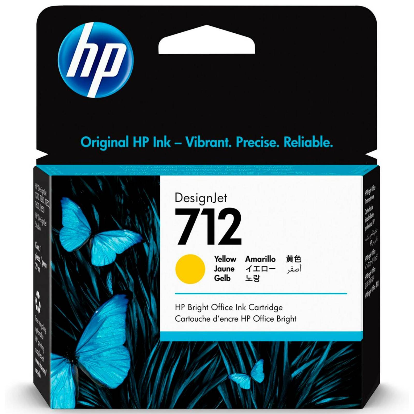 Cartucho HP 712 DesignJet T210 T230 T250 T630 T650 29ml Amarillo 3ED69A 
