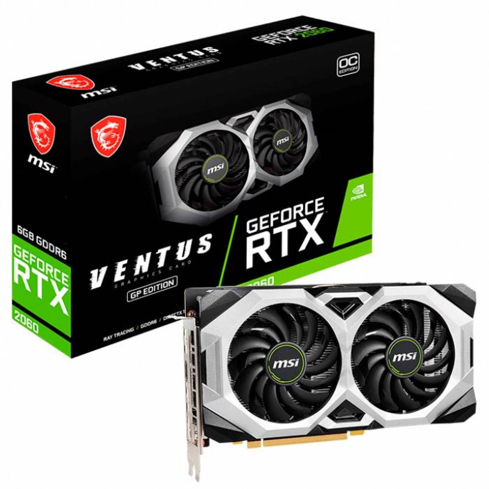 Tarjeta de Video MSI GeForce RTX 2060 Ventus GP OC 6GB GDDR6 