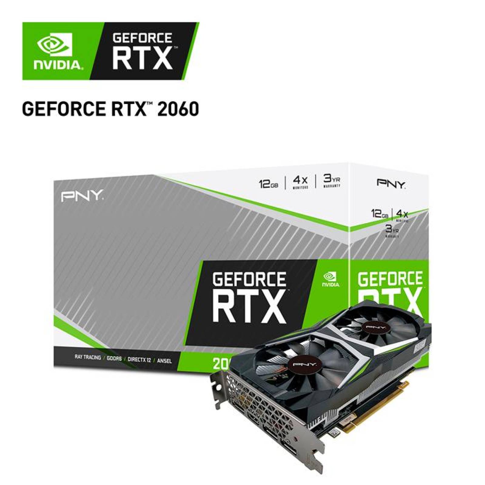 Tarjeta de Video PNY GeForce RTX 2060 12GB Dual 12GB GDDR6 