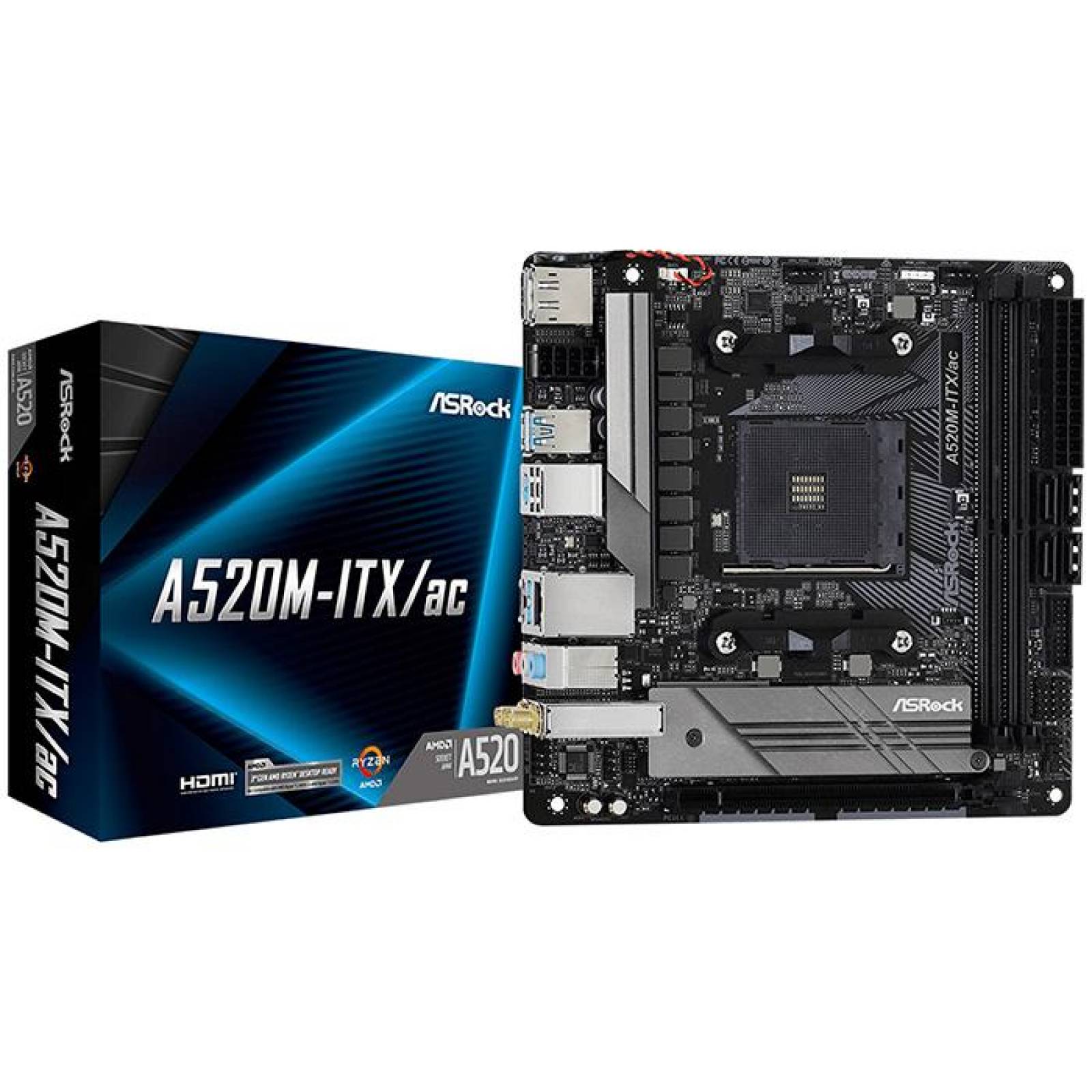 Tarjeta Madre ASROCK A520M-ITX/AC AM4 DDR4 Mini ITX