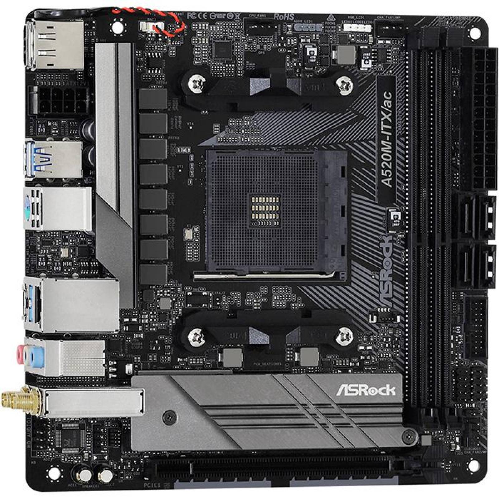 Tarjeta Madre ASROCK A520M-ITX/AC AM4 DDR4 Mini ITX