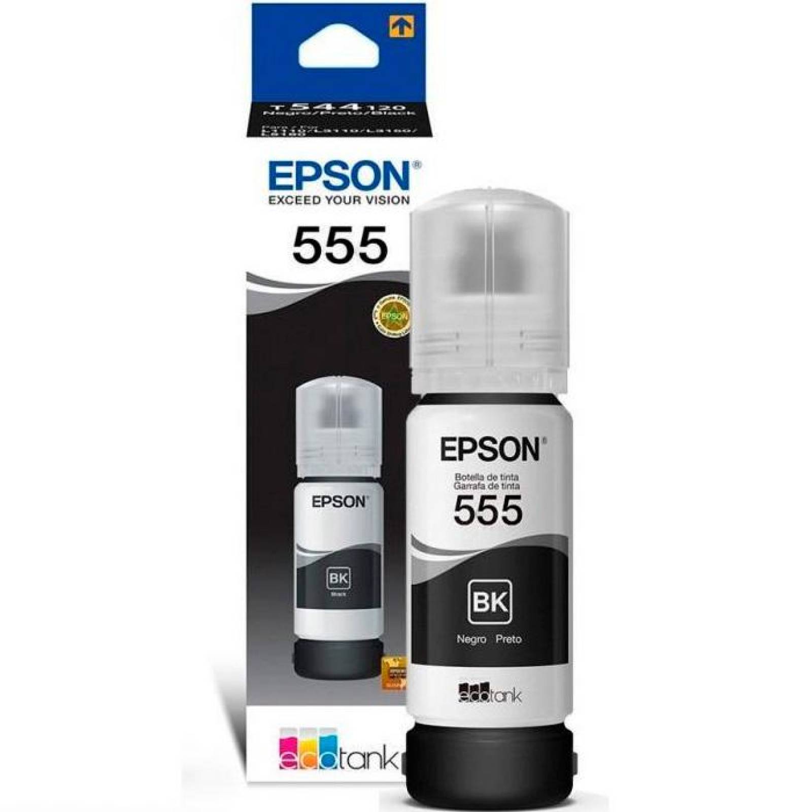 Botella Tinta EPSON T555 L8180 L8160 70ml Negro T555120-AL 