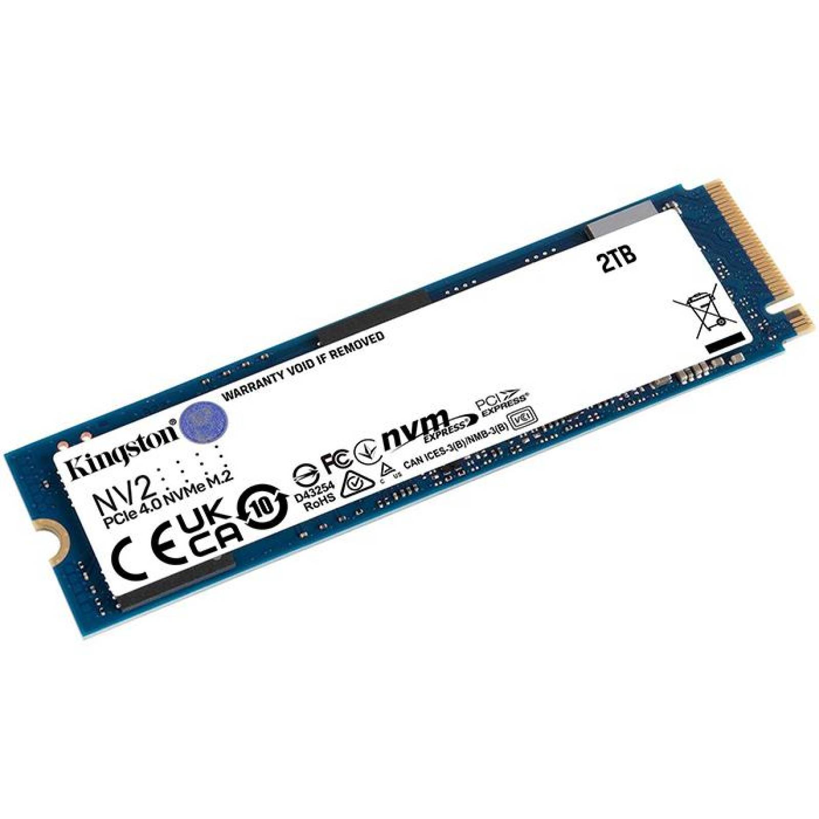 Unidad de Estado Solido SSD M.2 2TB KINGSTON NV2 NVMe PCIe 4.0 3500/2800 MB/s SNV2S/2000G 