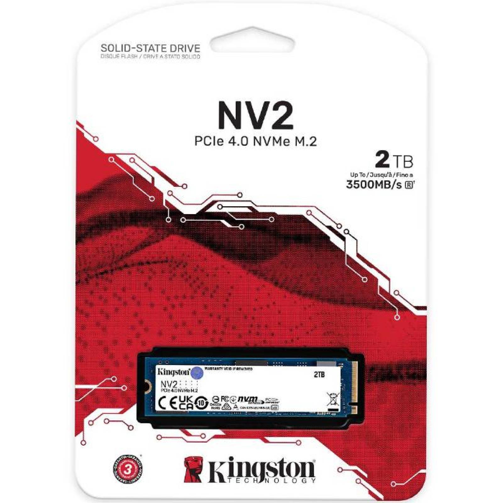 Unidad de Estado Solido SSD M.2 2TB KINGSTON NV2 NVMe PCIe 4.0 3500/2800 MB/s SNV2S/2000G 