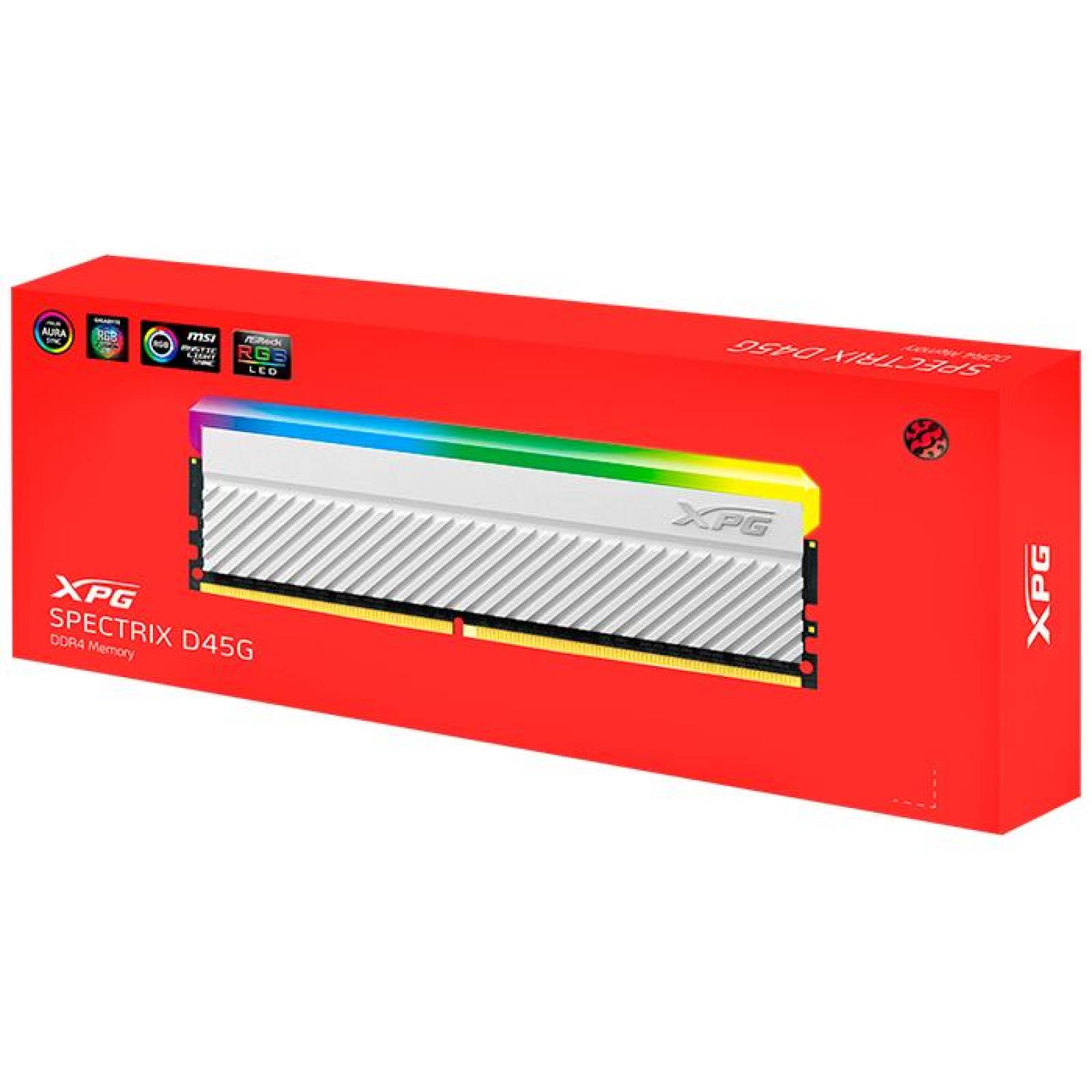 Memoria RAM DDR4 8GB 3600MHz XPG SPECTRIX D45 RGB Blanco AX4U36008G18I-CWHD45G 