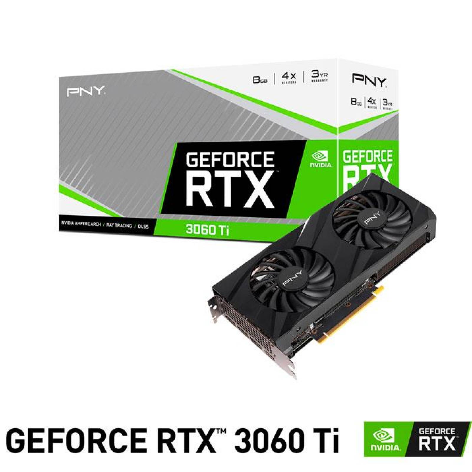 Tarjeta de Video PNY GeForce RTX 3060 TI 8GB VERTO Dual Fan LHR GDDR6 