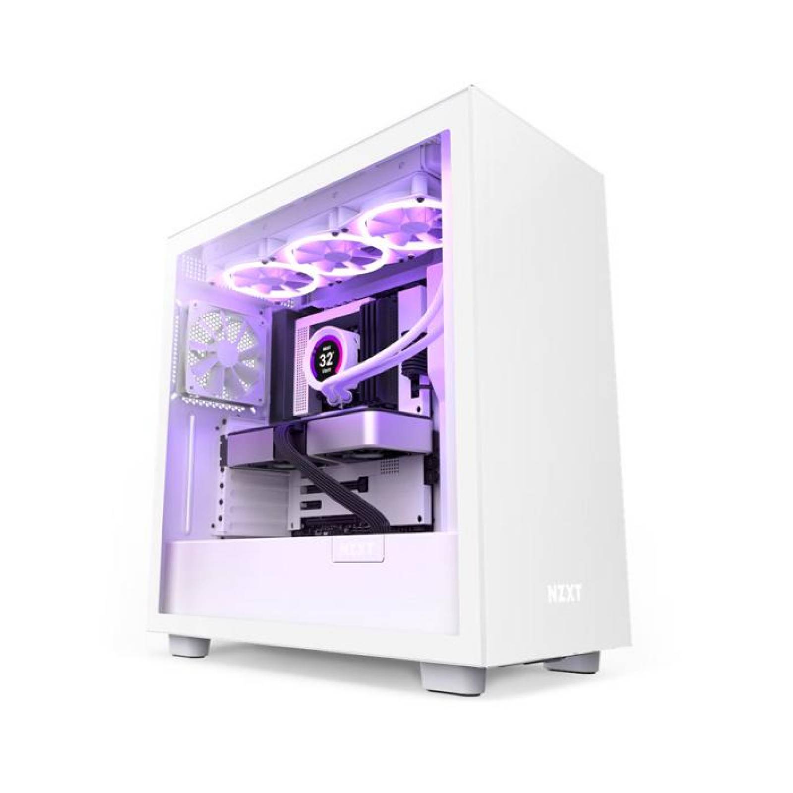 Gabinete Gamer NZXT H7 ATX Media Torre 2 Fan Cristal Templado USB-C Blanco CM-H71BW-01 