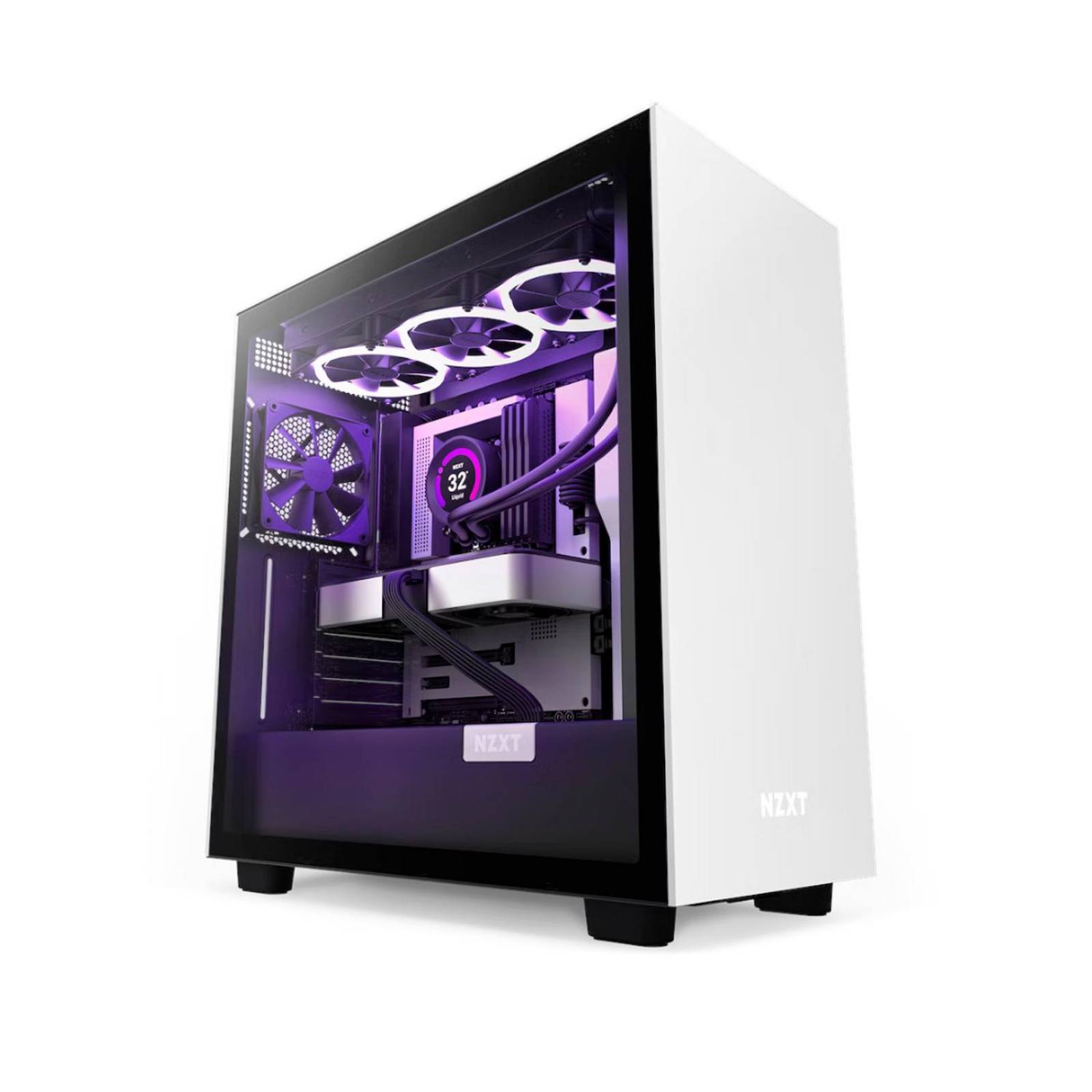 Gabinete Gamer NZXT H7 ATX Media Torre 2 Fan Cristal Templado USB-C Blanco / Negro CM-H71BG-01 