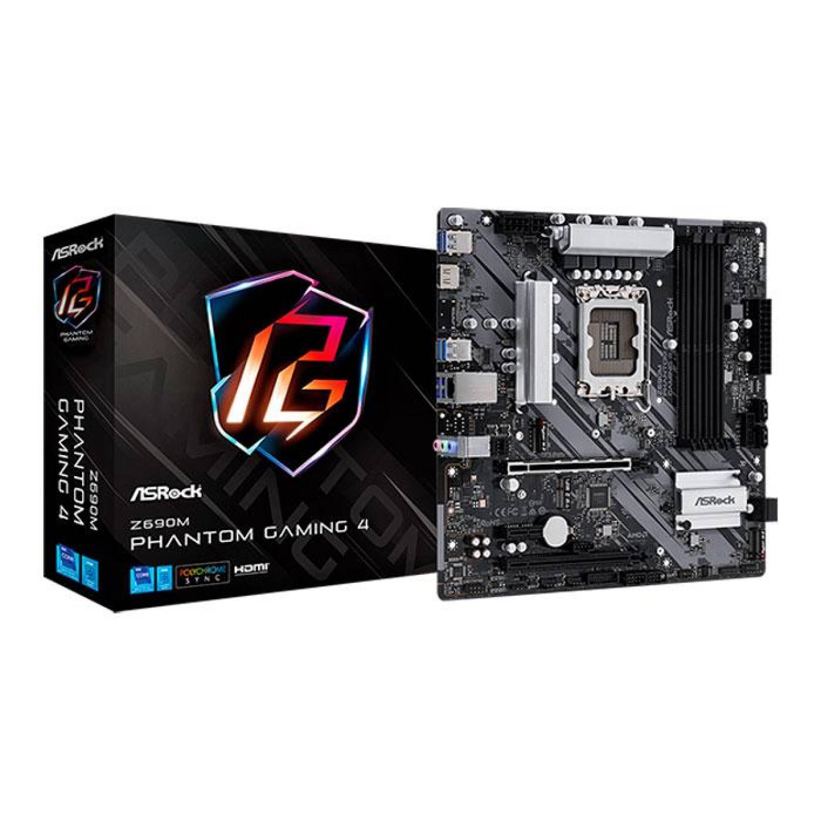 Tarjeta Madre ASROCK Z690M PHANTOM GAMING 4 LGA 1700 4x DDR4 2x M.2 PCIe 4.0 Micro ATX 