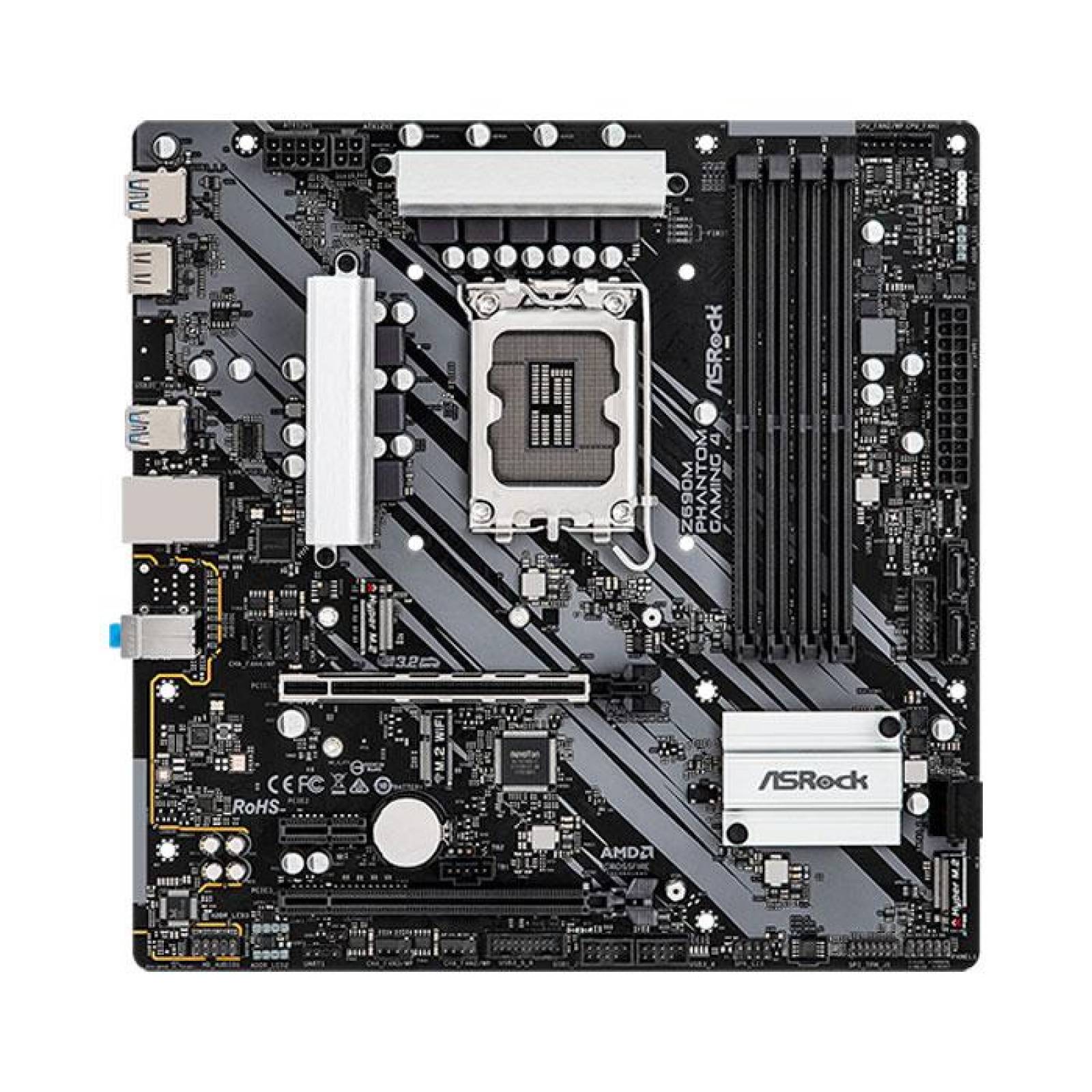 Tarjeta Madre ASROCK Z690M PHANTOM GAMING 4 LGA 1700 4x DDR4 2x M.2 PCIe 4.0 Micro ATX 