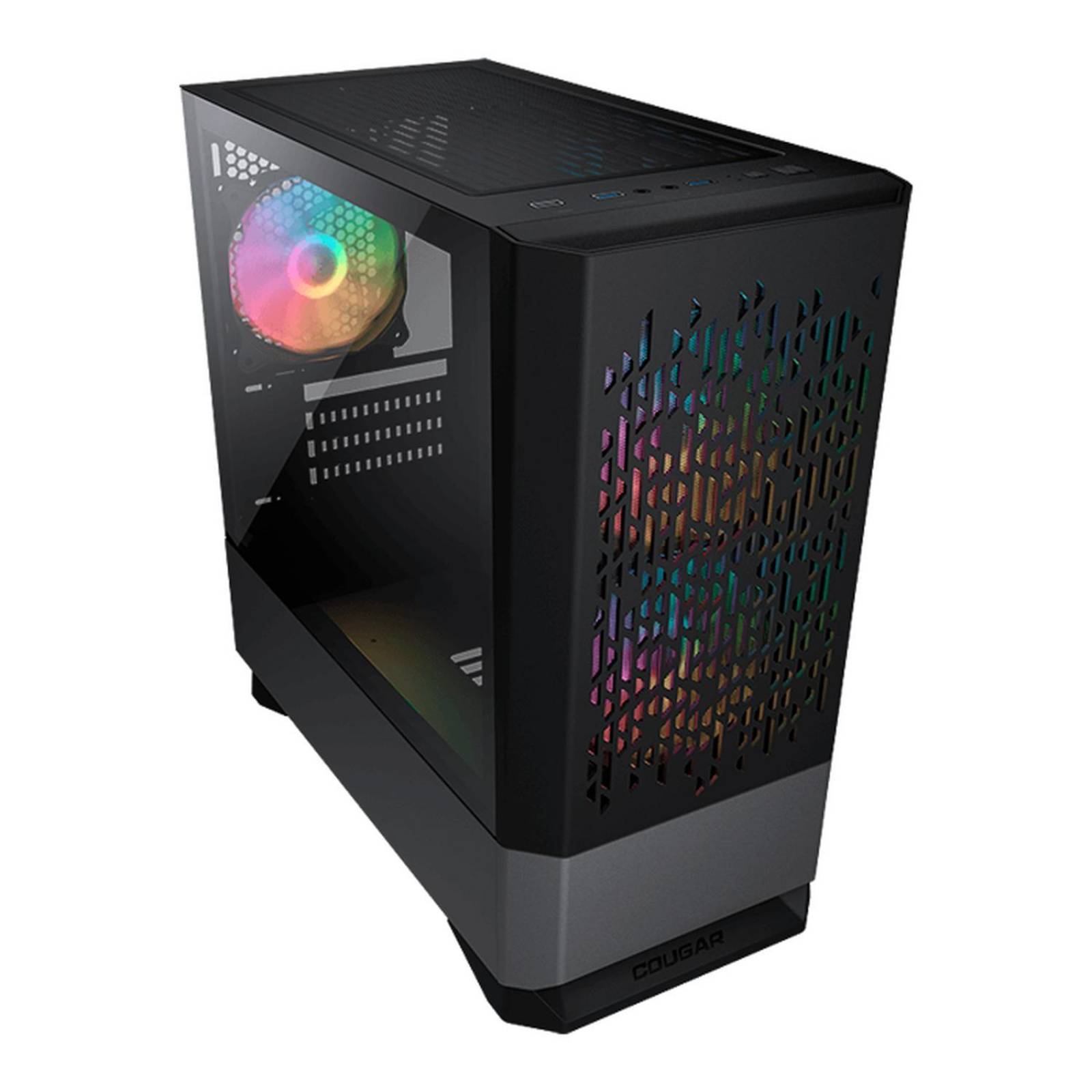 Gabinete Gamer COUGAR MG140 Air RGB controladora Cristal templado Mini ITX 3 FAN Negro 385JM80.0001 