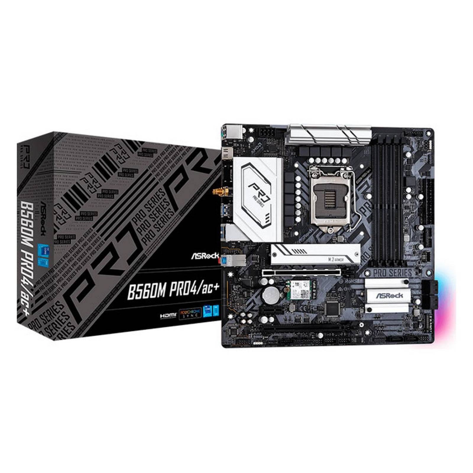 Tarjeta Madre ASROCK B560 PRO4/AC+ Intel 1200 DDR4 Micro ATX