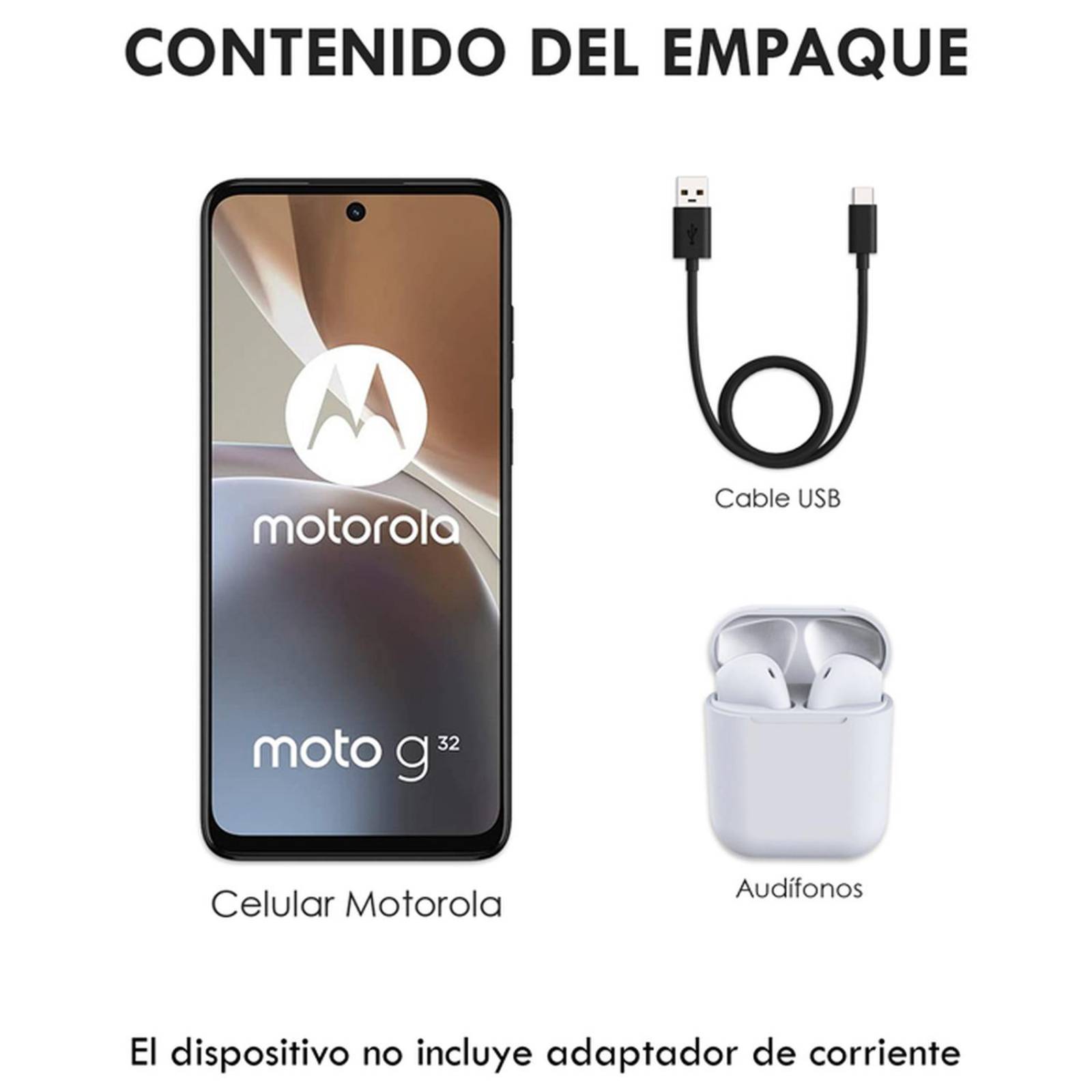 Celular MOTOROLA Moto G32 6GB 128GB 6.5" FHD+ 90 Hz 50 MP Gris Mineral + Audifonos Internacional 
