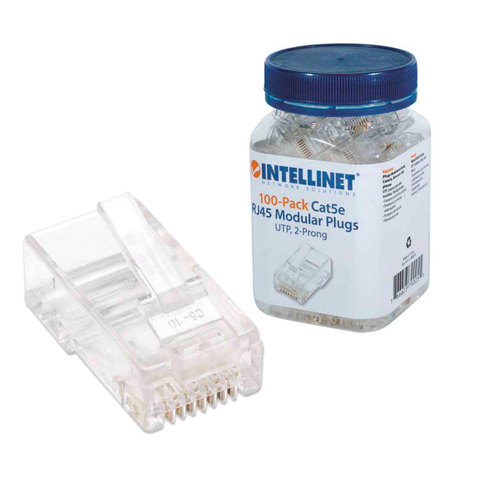 Conector INTELLINET RJ45 CAT 5E Bote con 100 Piezas 790055