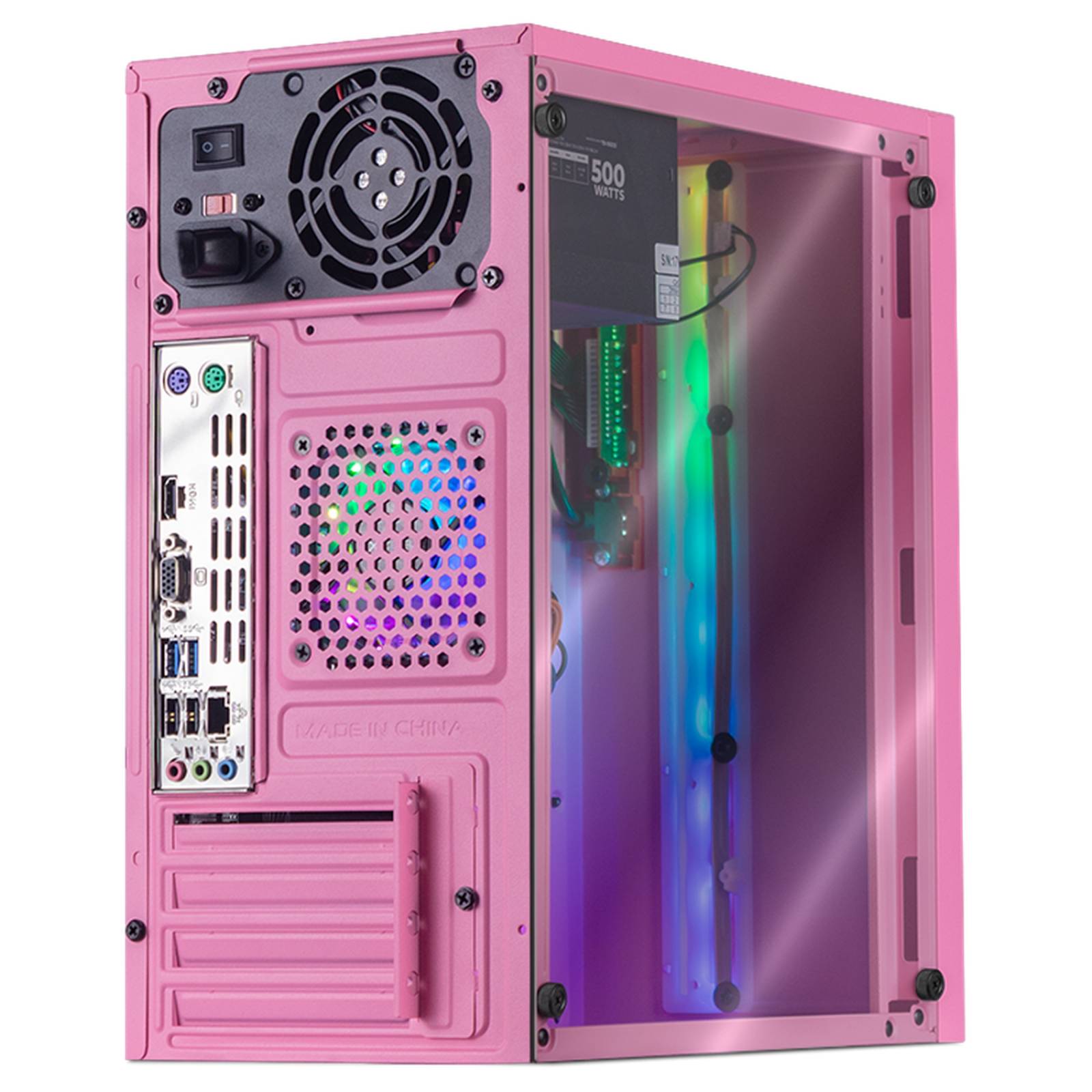 Xtreme PC AMD Radeon R2 Dual Core E1 8GB SSD 240GB Monitor 21.5 WIFI RGB Pink 