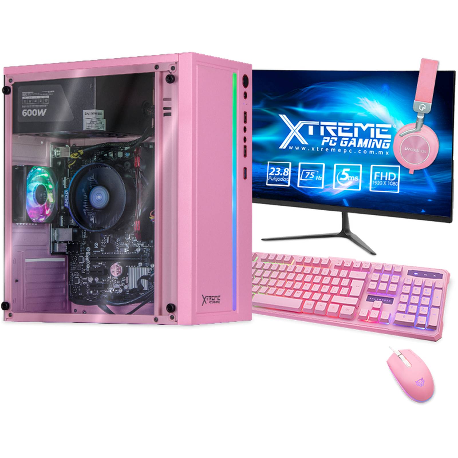 Xtreme PC Gamer AMD Radeon Vega Renoir Ryzen 5 5600G 8GB SSD 250GB Monitor 23.8 WIFI Pink 