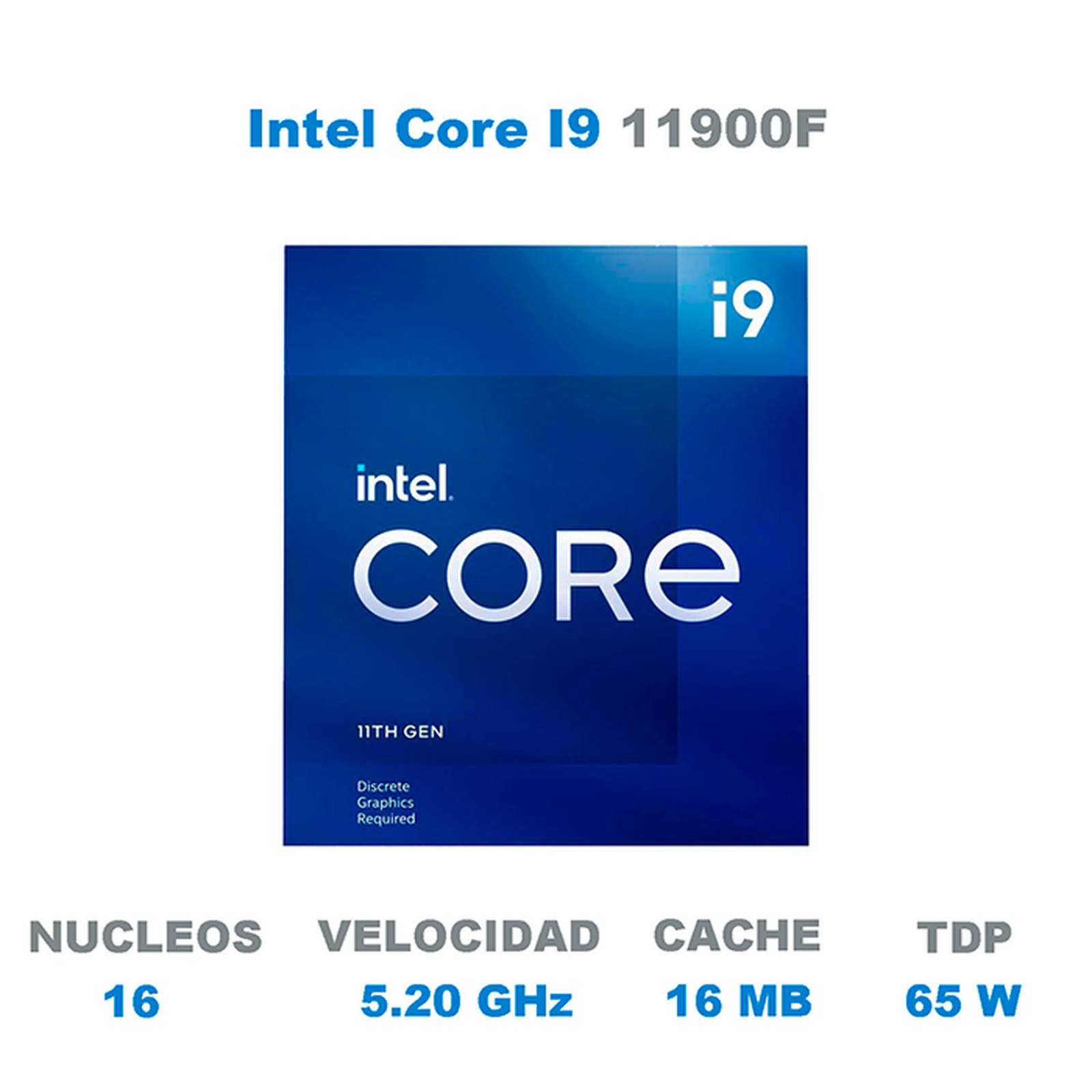 Procesador INTEL Core I9 11900F 5.20 GHz 16 Core 1200 BX8070811900F 