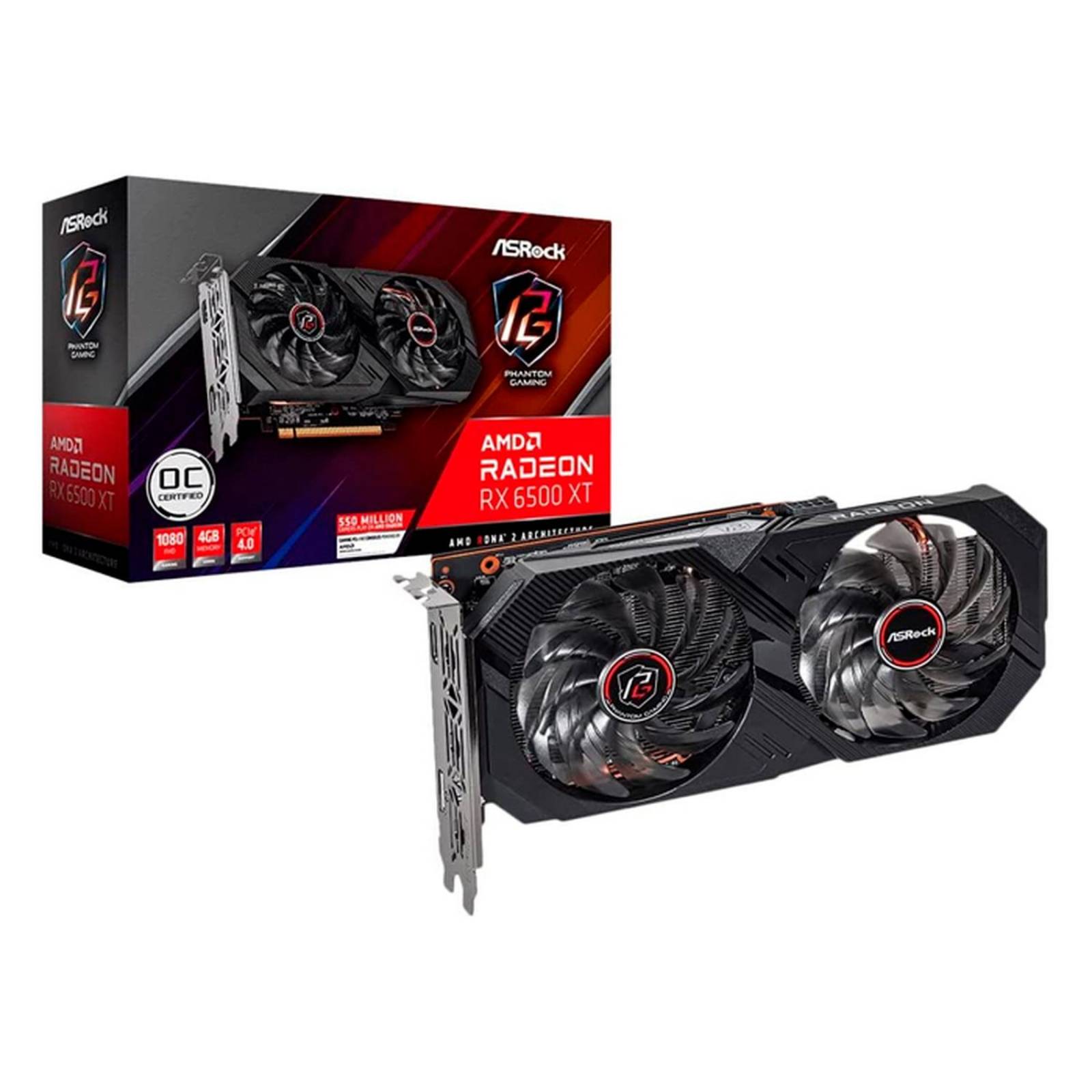 Tarjeta de Video ASROCK Radeon RX 6500 XT Phantom Gaming D 4GB OC RX 6500XT PGD 4GO