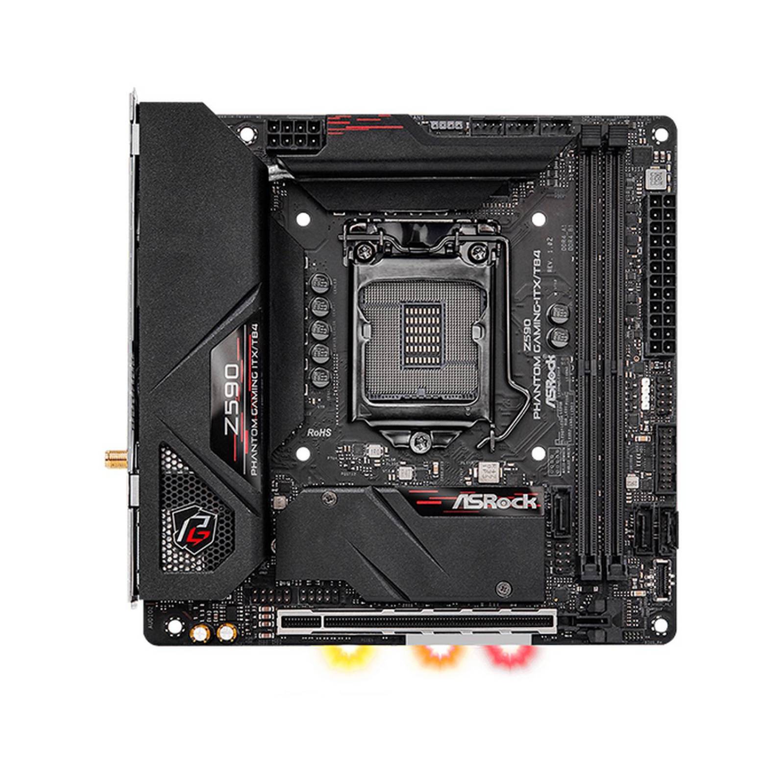 Tarjeta Madre ASROCK Z590 PHANTOM GAMING-ITX/TB4 1200 2x DDR4 PCIe 4.0 WiFi 6E + BT Mini ITX 