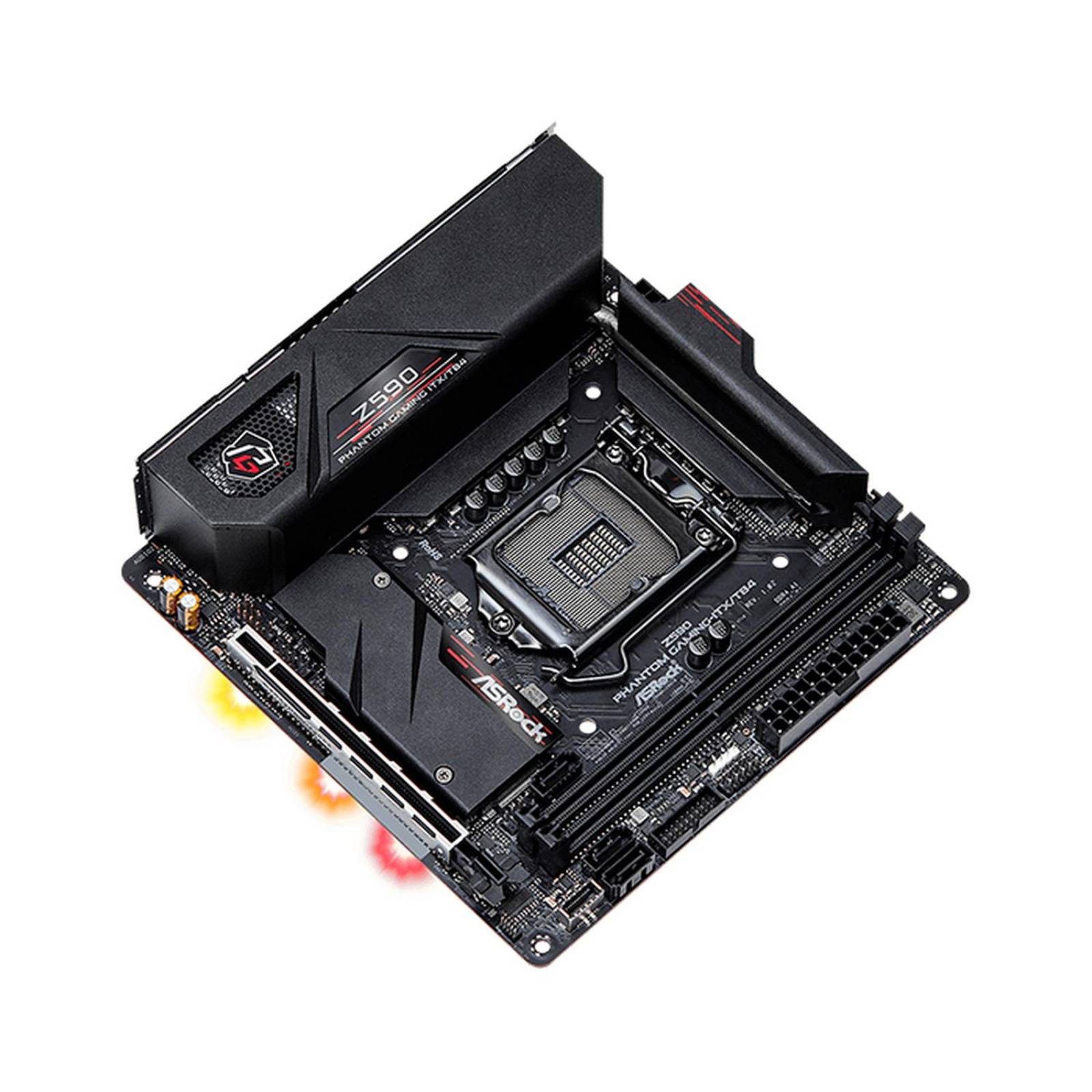 Tarjeta Madre ASROCK Z590 PHANTOM GAMING-ITX/TB4 1200 2x DDR4 PCIe 4.0 WiFi 6E + BT Mini ITX 