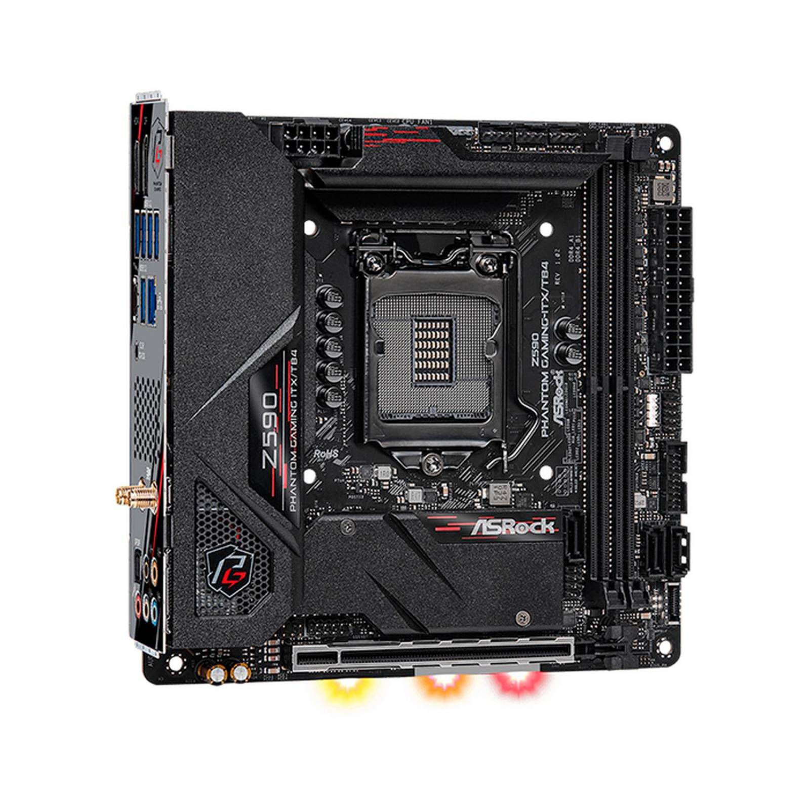 Tarjeta Madre ASROCK Z590 PHANTOM GAMING-ITX/TB4 1200 2x DDR4 PCIe 4.0 WiFi 6E + BT Mini ITX 