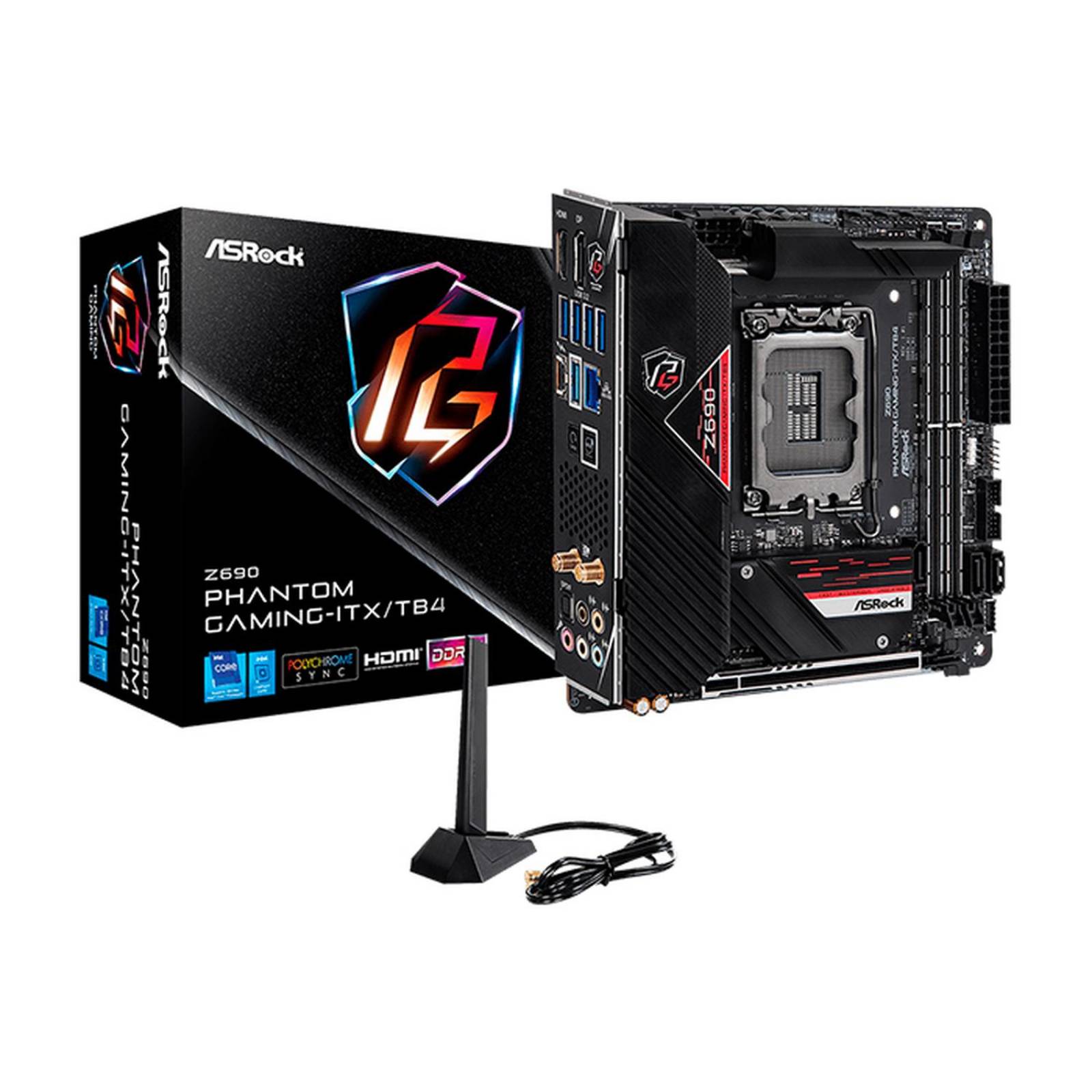 Tarjeta Madre ASROCK Z690 PHANTOM GAMING-ITX/TB4 1700 2x DDR5 PCIe 5.0 USB C WIFI 6E + BT 