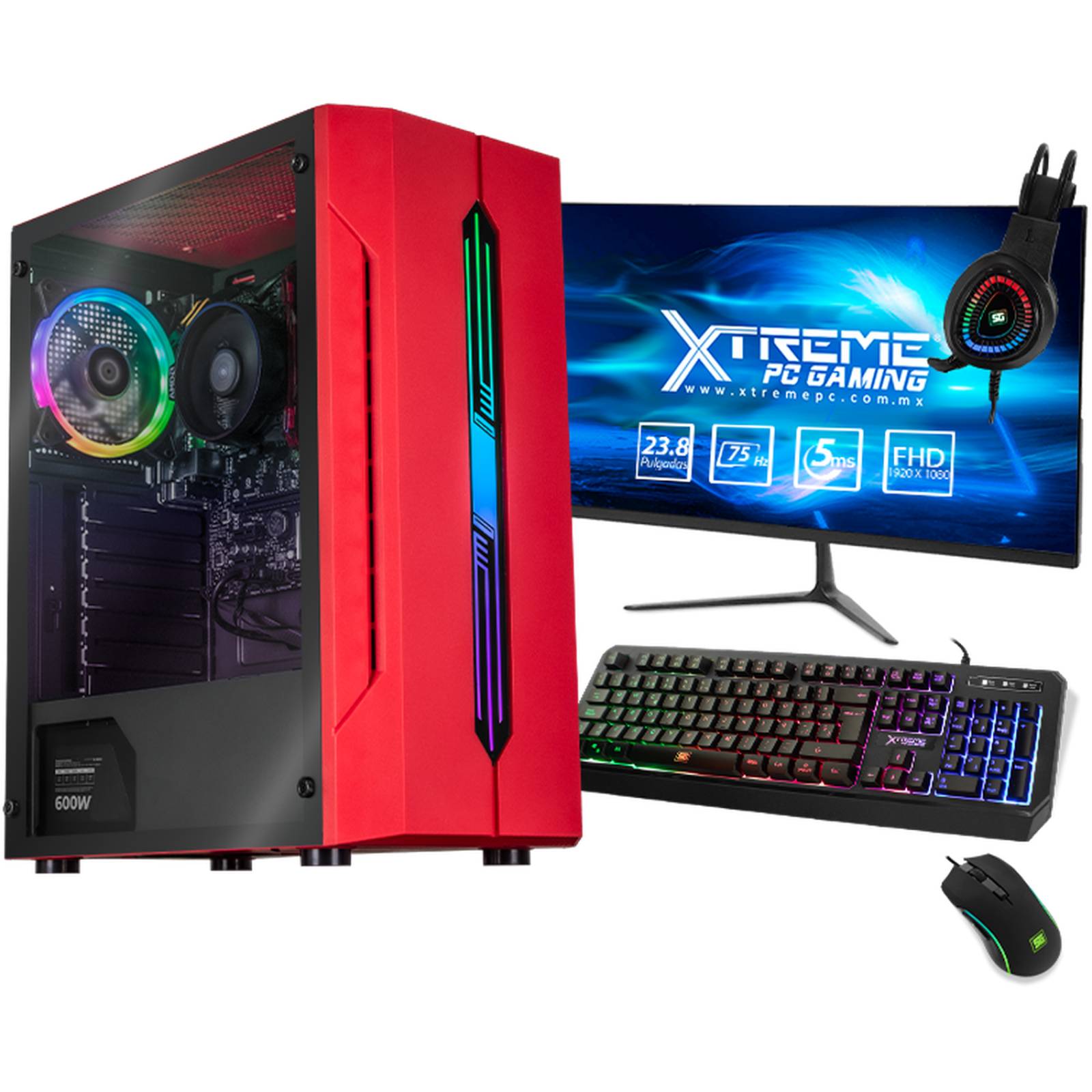 Xtreme PC Gamer AMD Radeon Vega Renoir Ryzen 5 5600G 8GB SSD 250GB Monitor 23.8 WIFI Red 