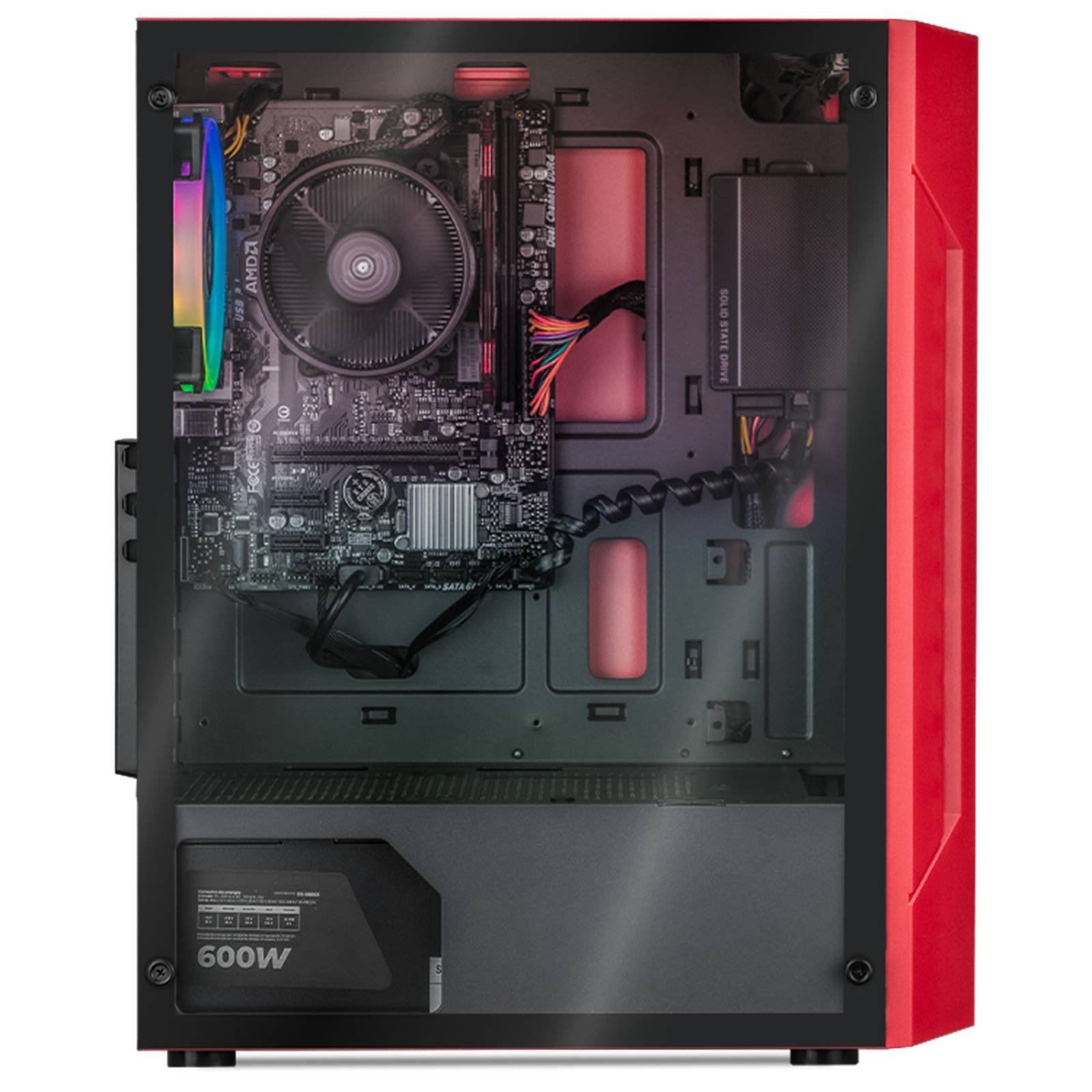 Xtreme PC Gamer AMD Radeon Vega Renoir Ryzen 5 5600G 8GB SSD 250GB Monitor 23.8 WIFI Red 