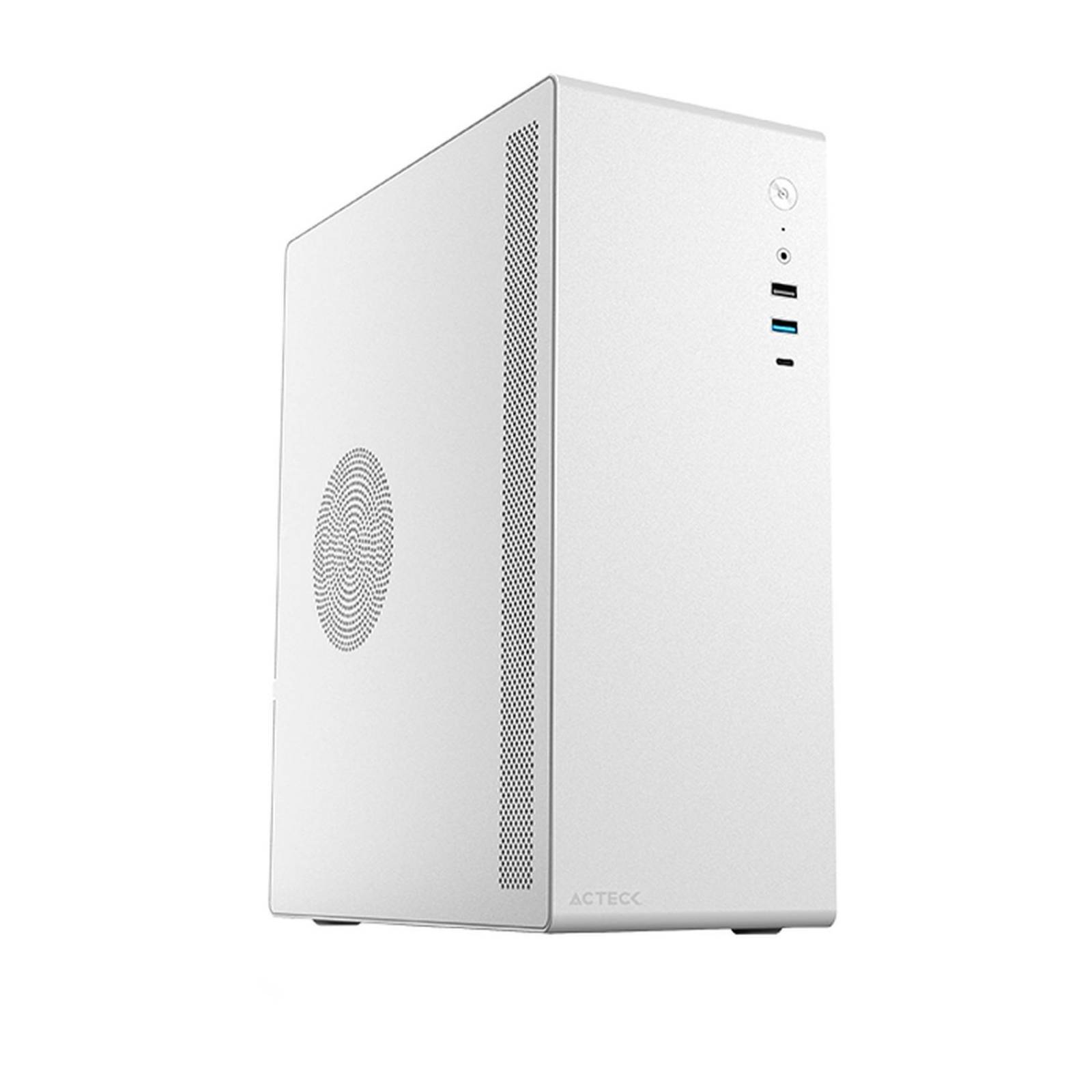 Gabinete ACTECK NEUSS GI485 Micro ATX Mini Torre Fuente 450W Metal USB-C Blanco AC-935159 