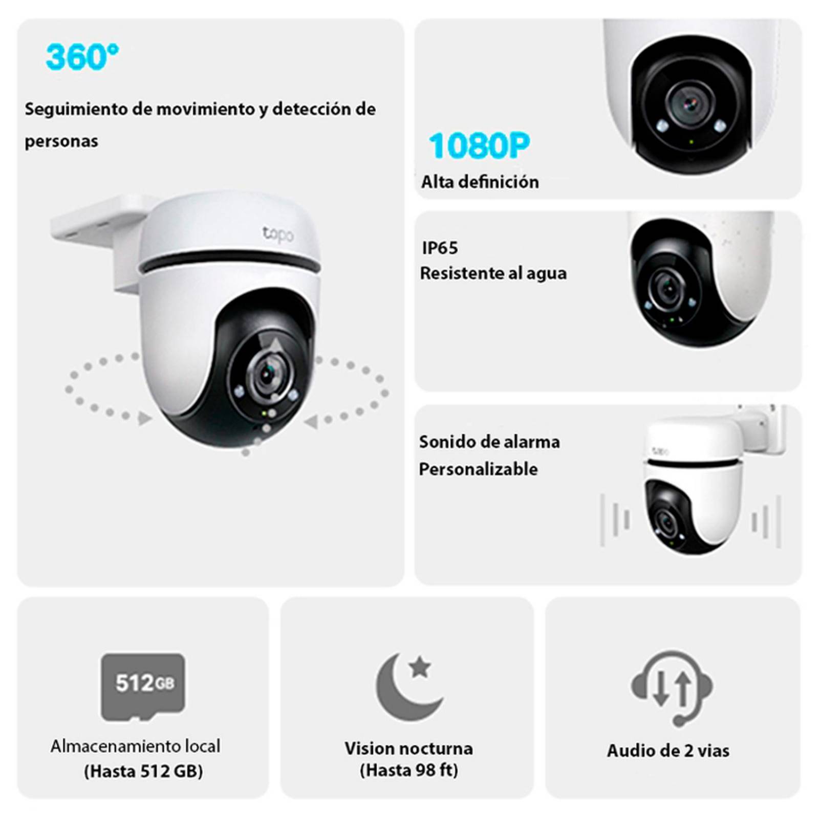 Camara Vigilancia Wifi TP-LINK TAPO C500 exterior Movimiento 360 Full HD hasta 6 dias de grabación 