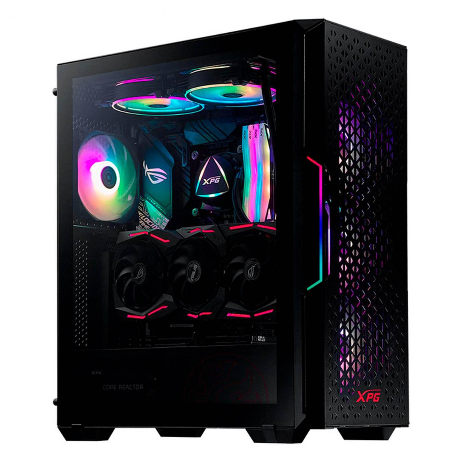 Gabinete Gamer XPG STARKER AIR ATX Media Torre 2 FAN Cristal Templado ARGB Negro STARKERAIR-BKCWW
