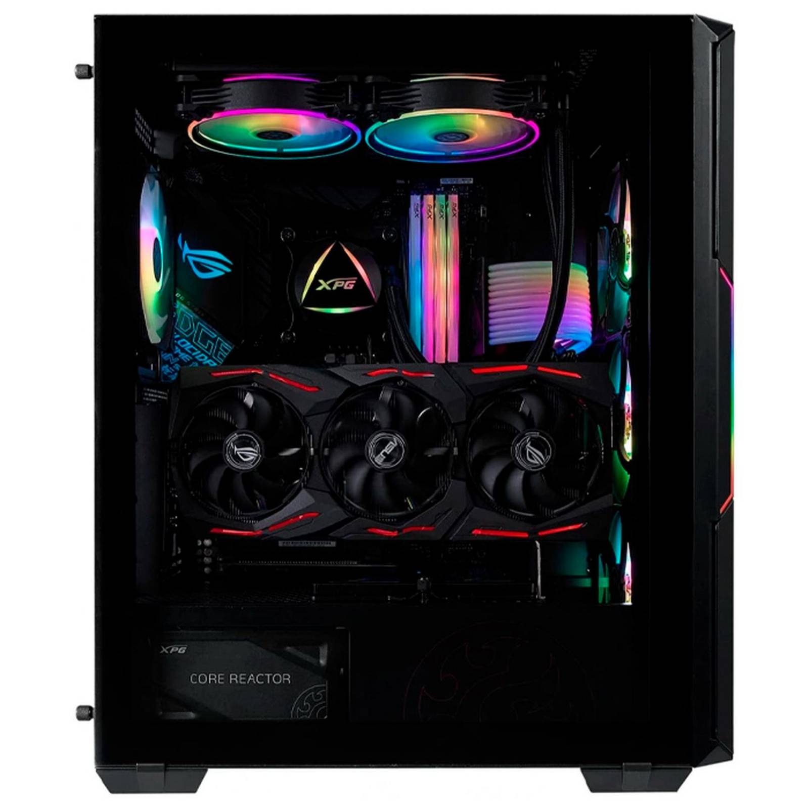 Gabinete Gamer XPG STARKER AIR ATX Media Torre 2 FAN Cristal Templado ARGB Negro STARKERAIR-BKCWW