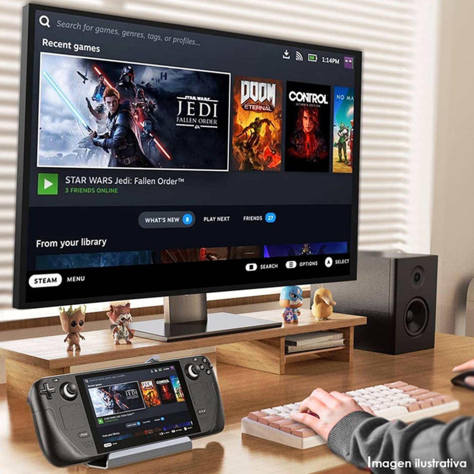 Consola Portatil Steam Deck APU AMD RAM 16GB 512GB LCD IPS 7" + Dock 